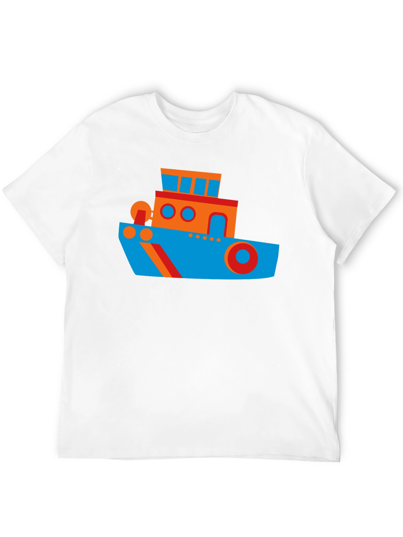 Cartoon Boat Graphic Tee - Casual Cotton Shirt