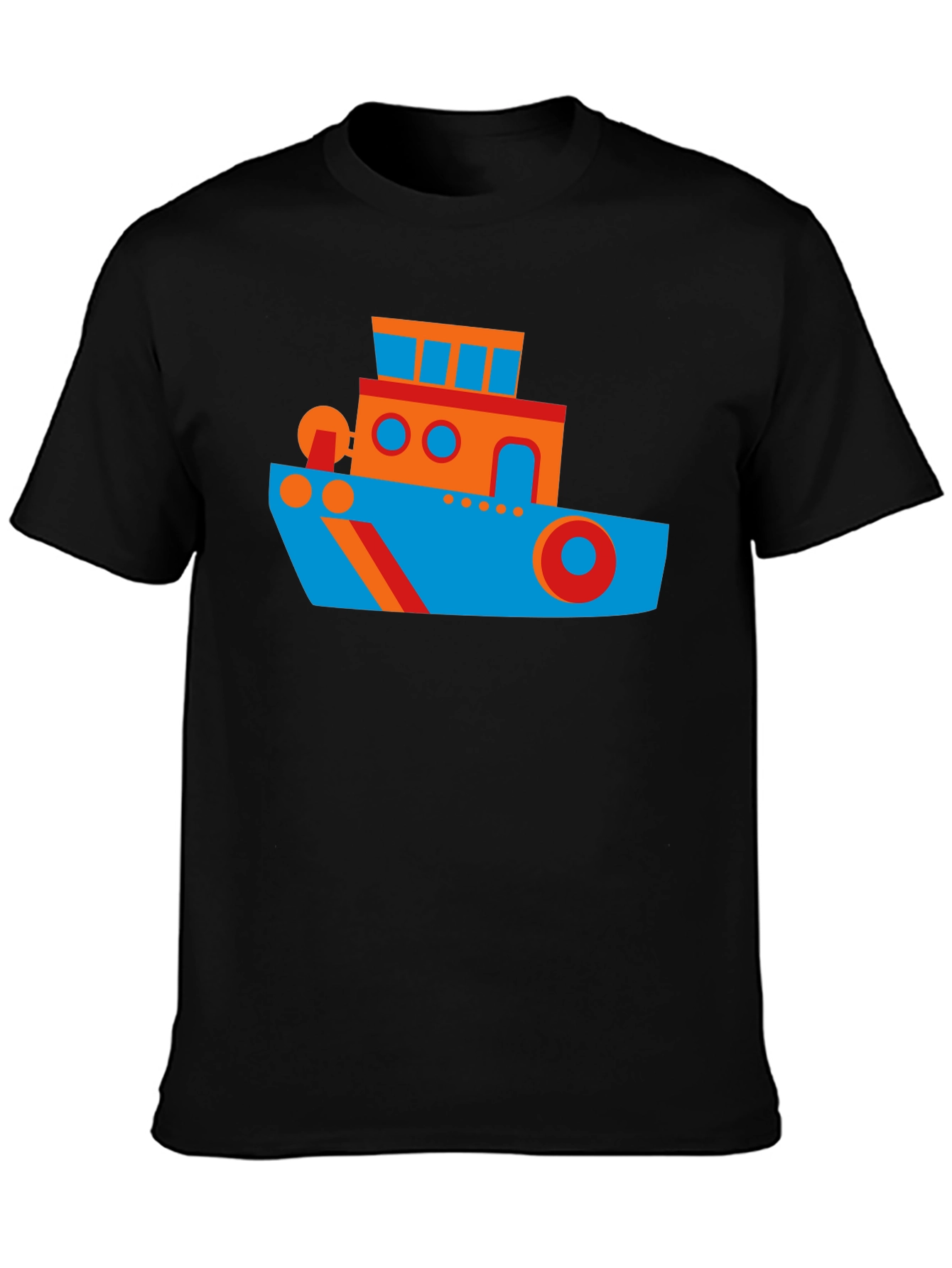 Cartoon Boat Graphic Tee - Casual Cotton Shirt
