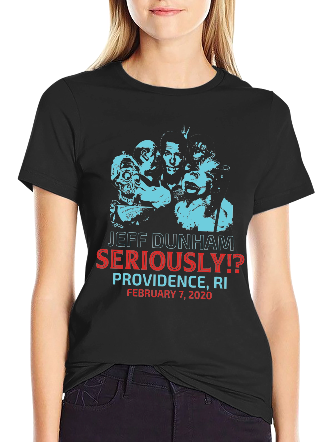 Jeff Dunham Seriously!? Providence RI Black Graphic T-Shirt