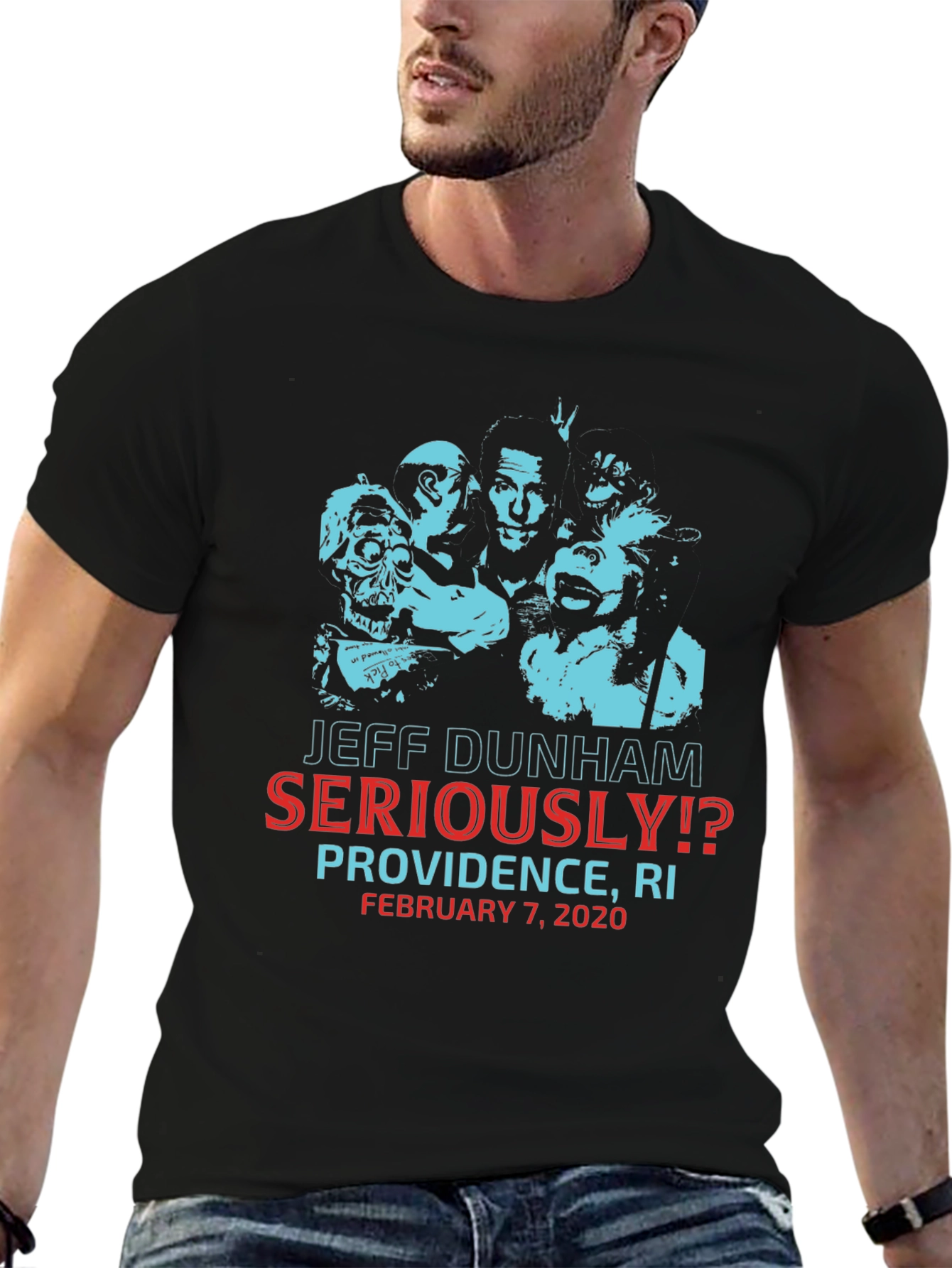Jeff Dunham Seriously!? Providence RI Black Graphic T-Shirt