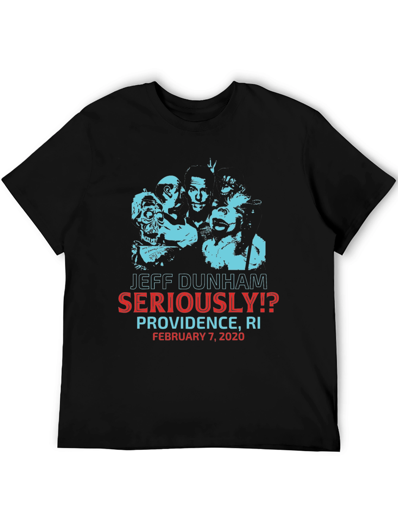Jeff Dunham Seriously!? Providence RI Black Graphic T-Shirt