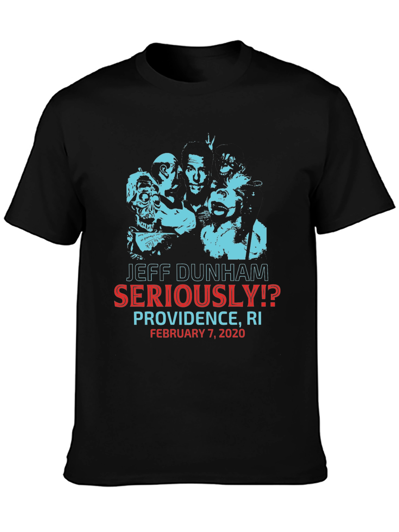 Jeff Dunham Seriously!? Providence RI Black Graphic T-Shirt