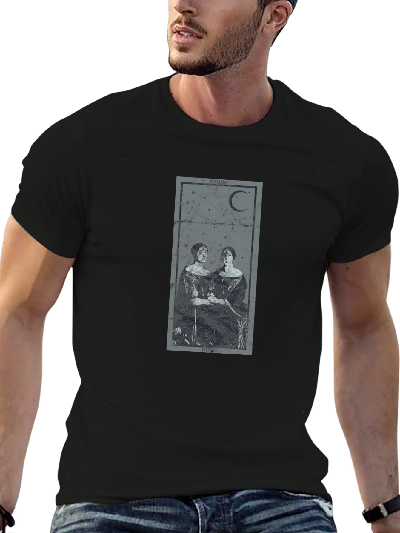 Gothic Moon Tarot T-Shirt - Dark Aesthetic Tee