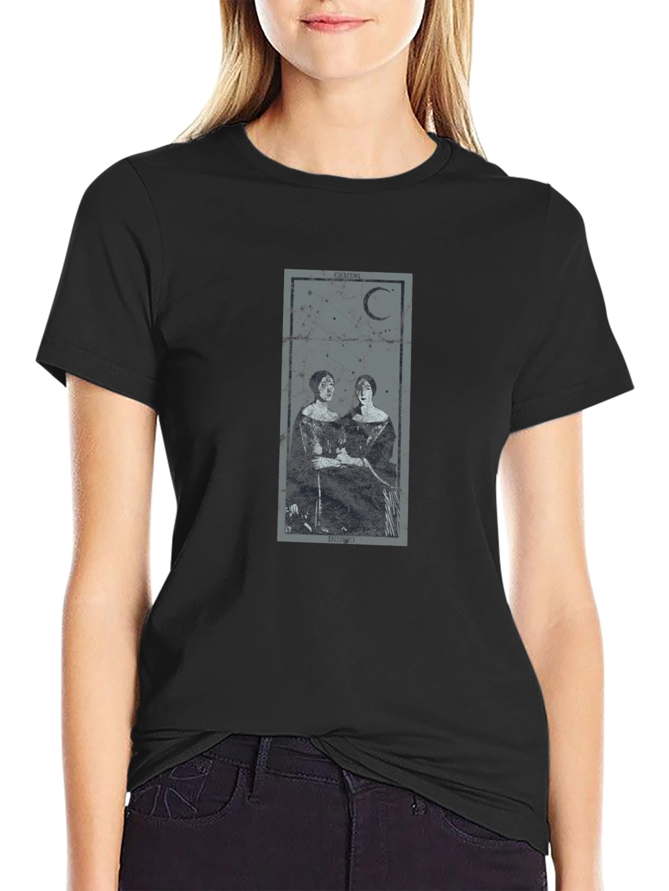Gothic Moon Tarot T-Shirt - Dark Aesthetic Tee