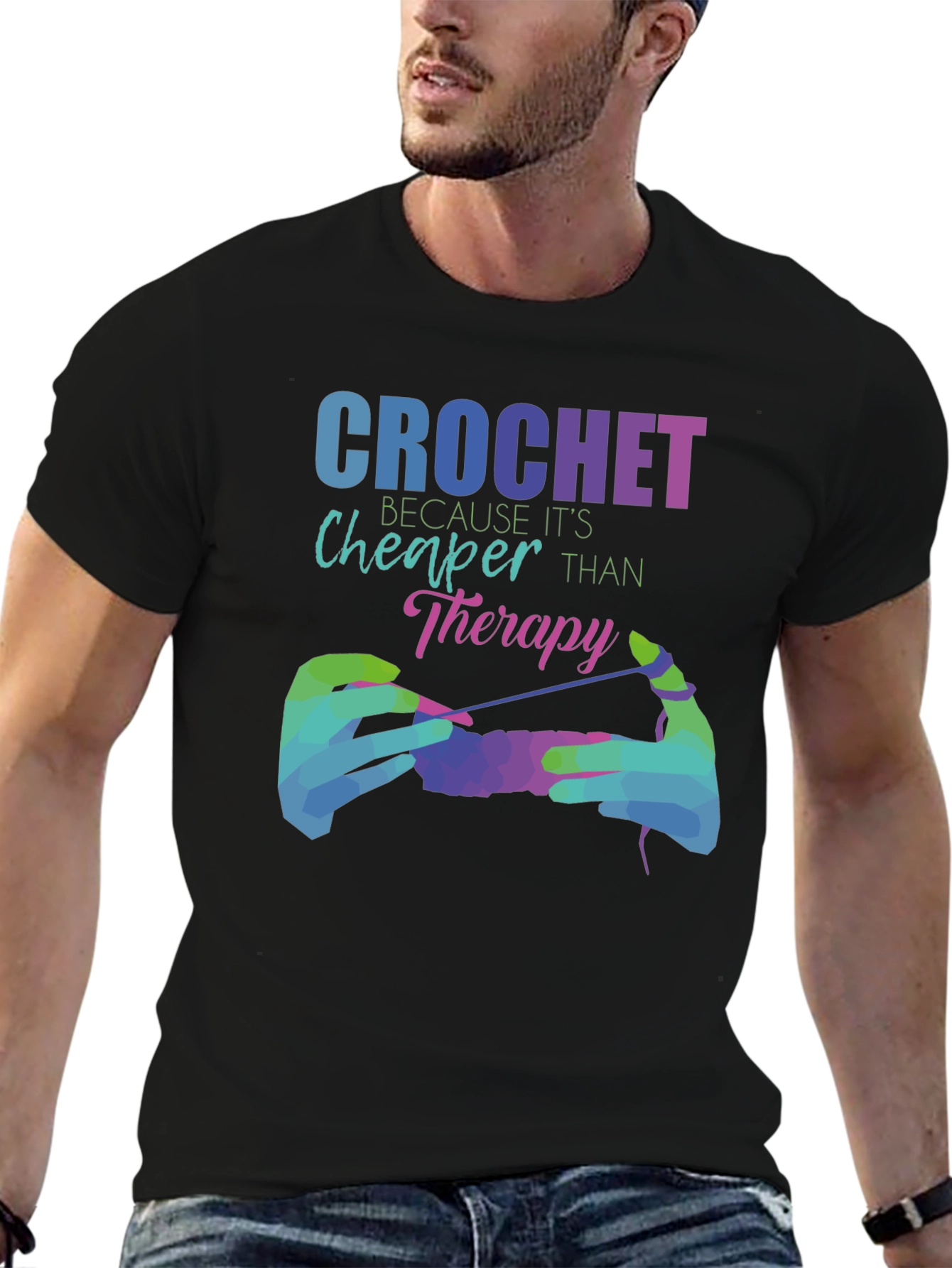 Crochet Cheaper Than Therapy Graphic Tee