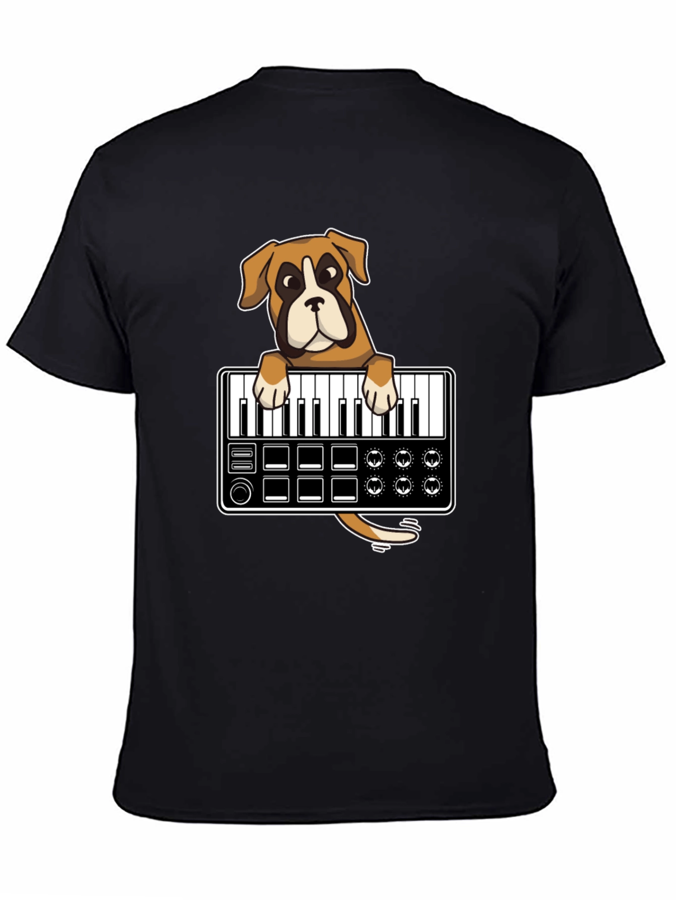Boxer Dog DJ T-Shirt - Keyboard Lover Graphic Tee