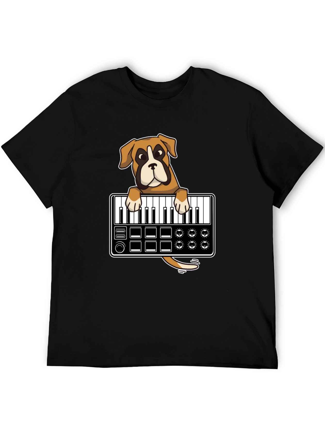 Boxer Dog DJ T-Shirt - Keyboard Lover Graphic Tee