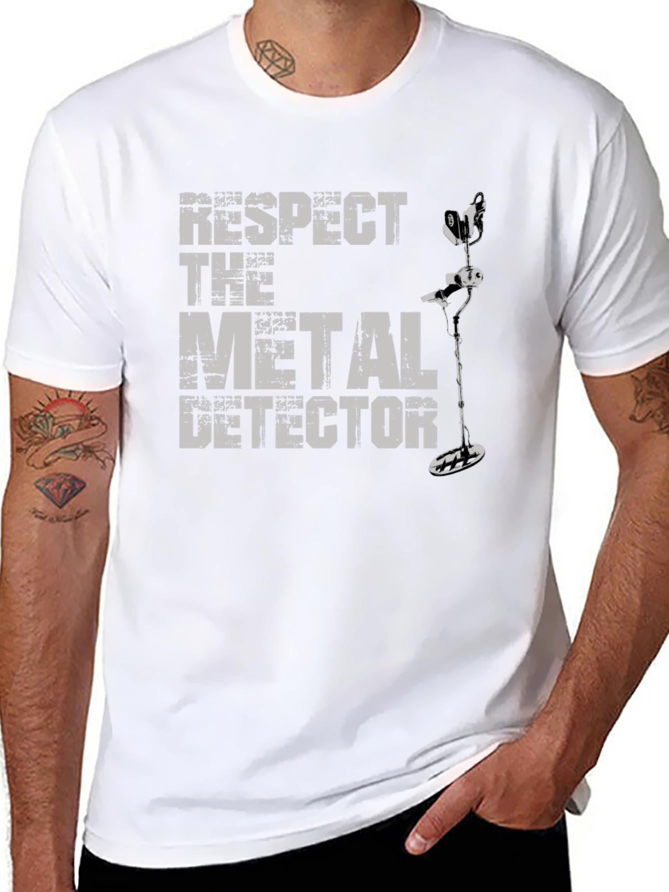 Respect The Metal Detector Graphic Tee - Black