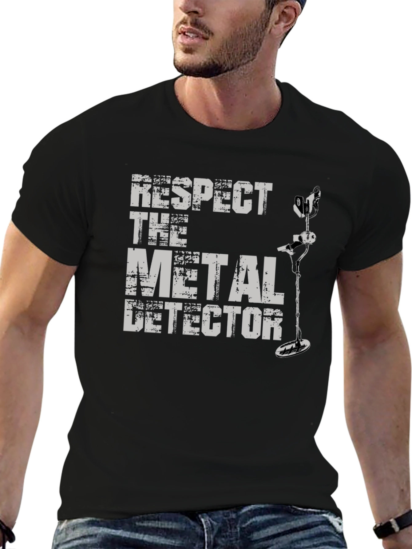 Respect The Metal Detector Graphic Tee - Black
