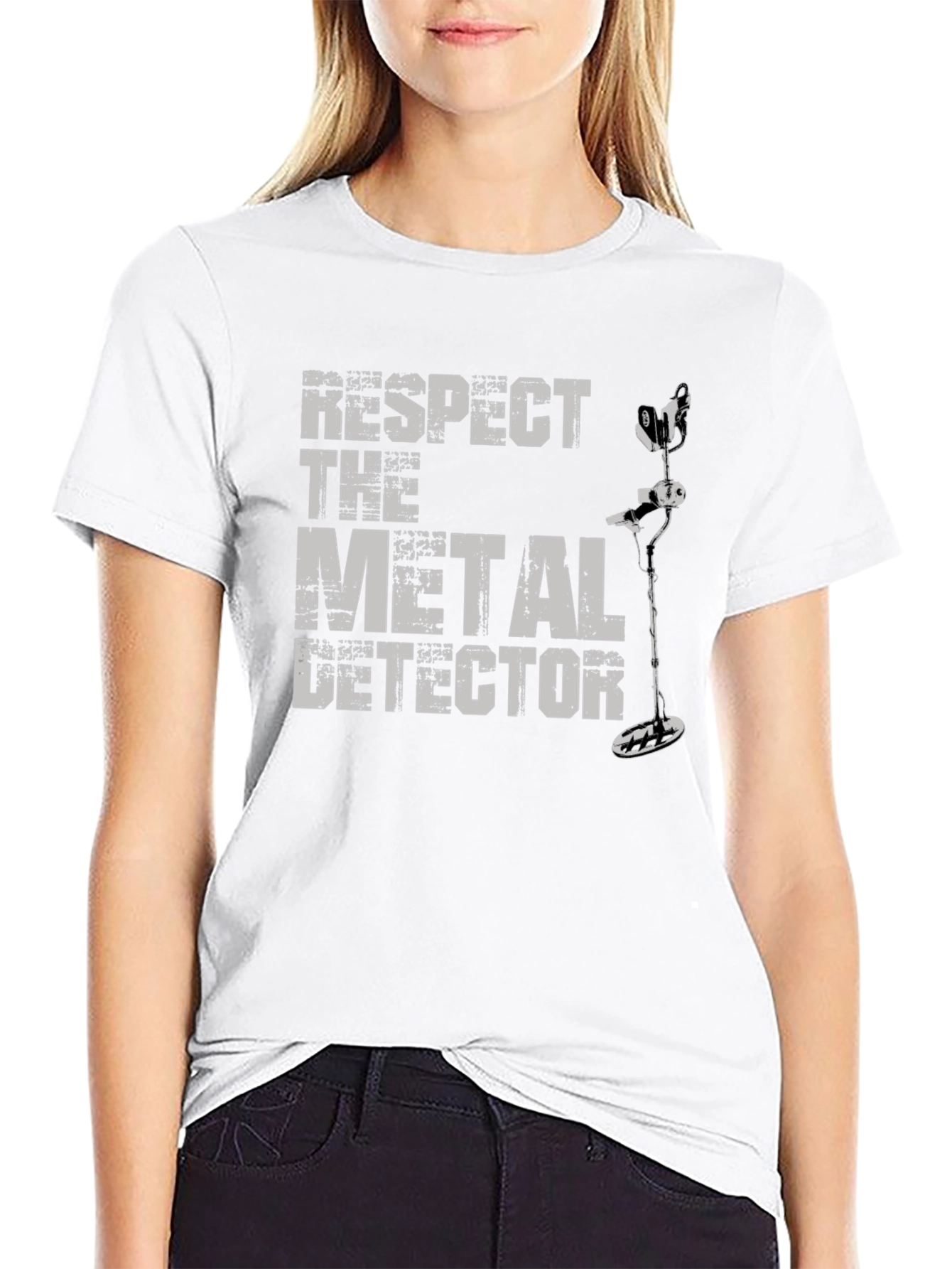 Respect The Metal Detector Graphic Tee - Black