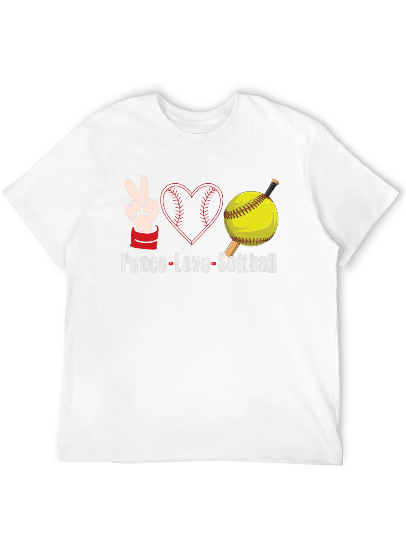 Peace Love Softball Graphic T-Shirt