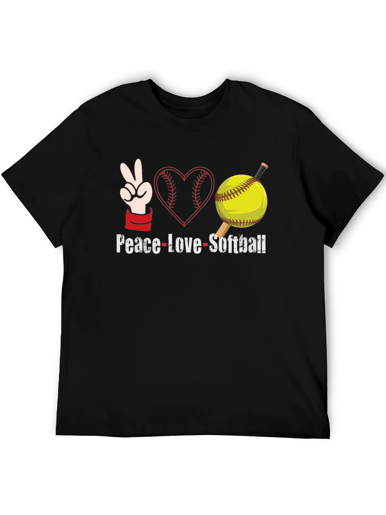 Peace Love Softball Graphic T-Shirt