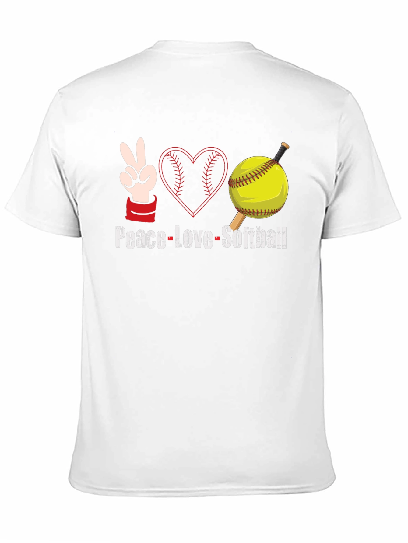 Peace Love Softball Graphic T-Shirt