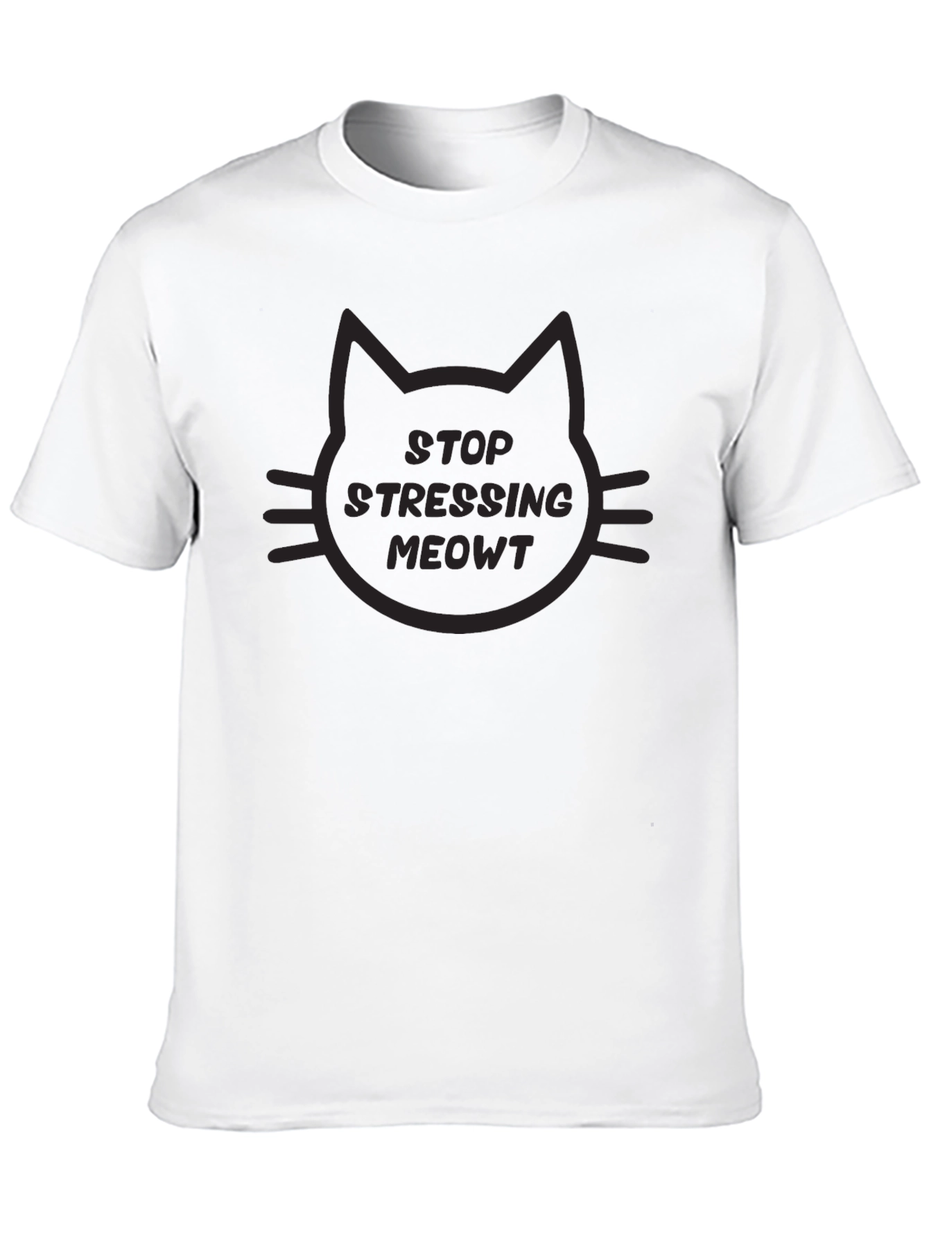 Stop Stressing Meowt Cat Graphic T-Shirt - Black