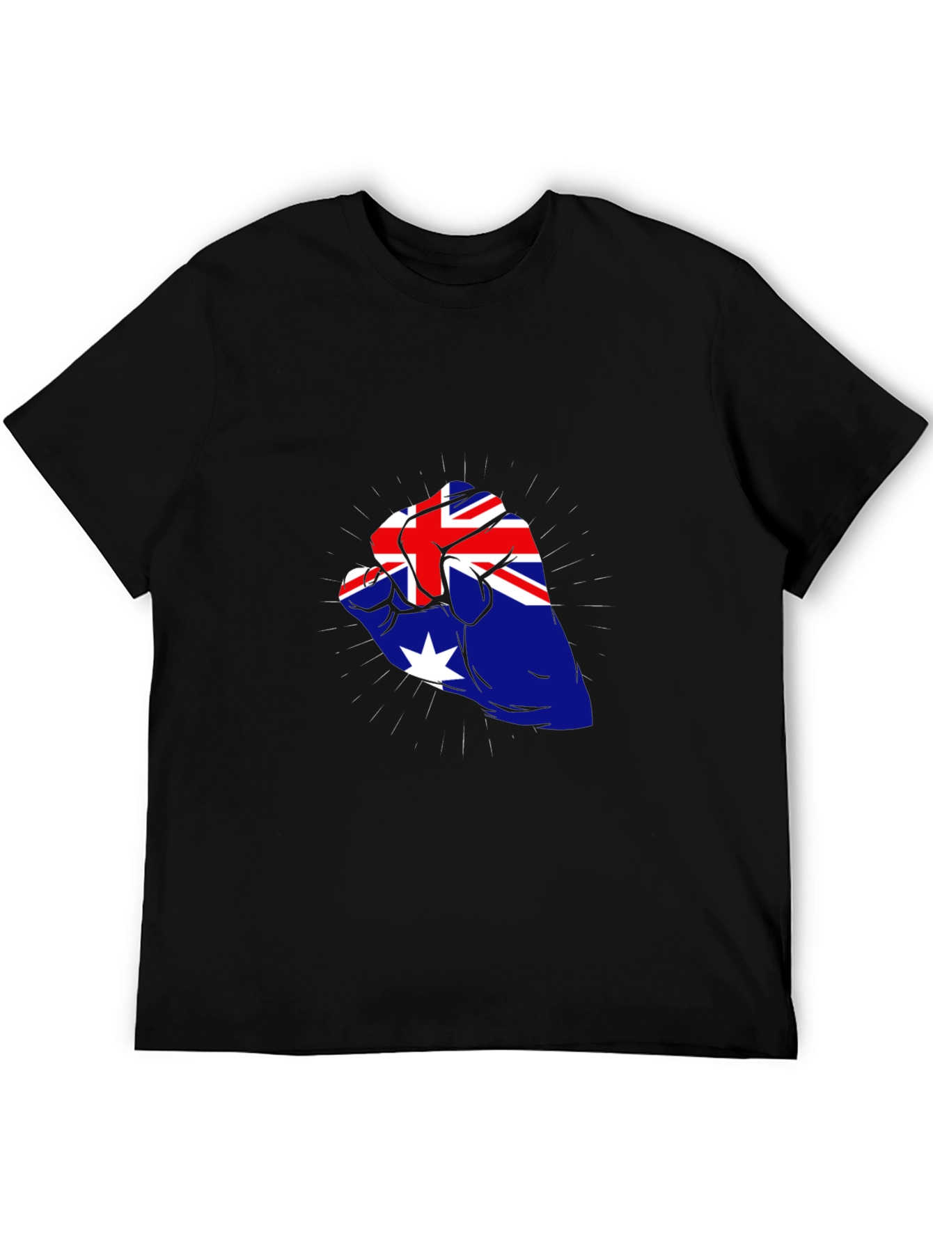Australia Flag Fist Black T-Shirt