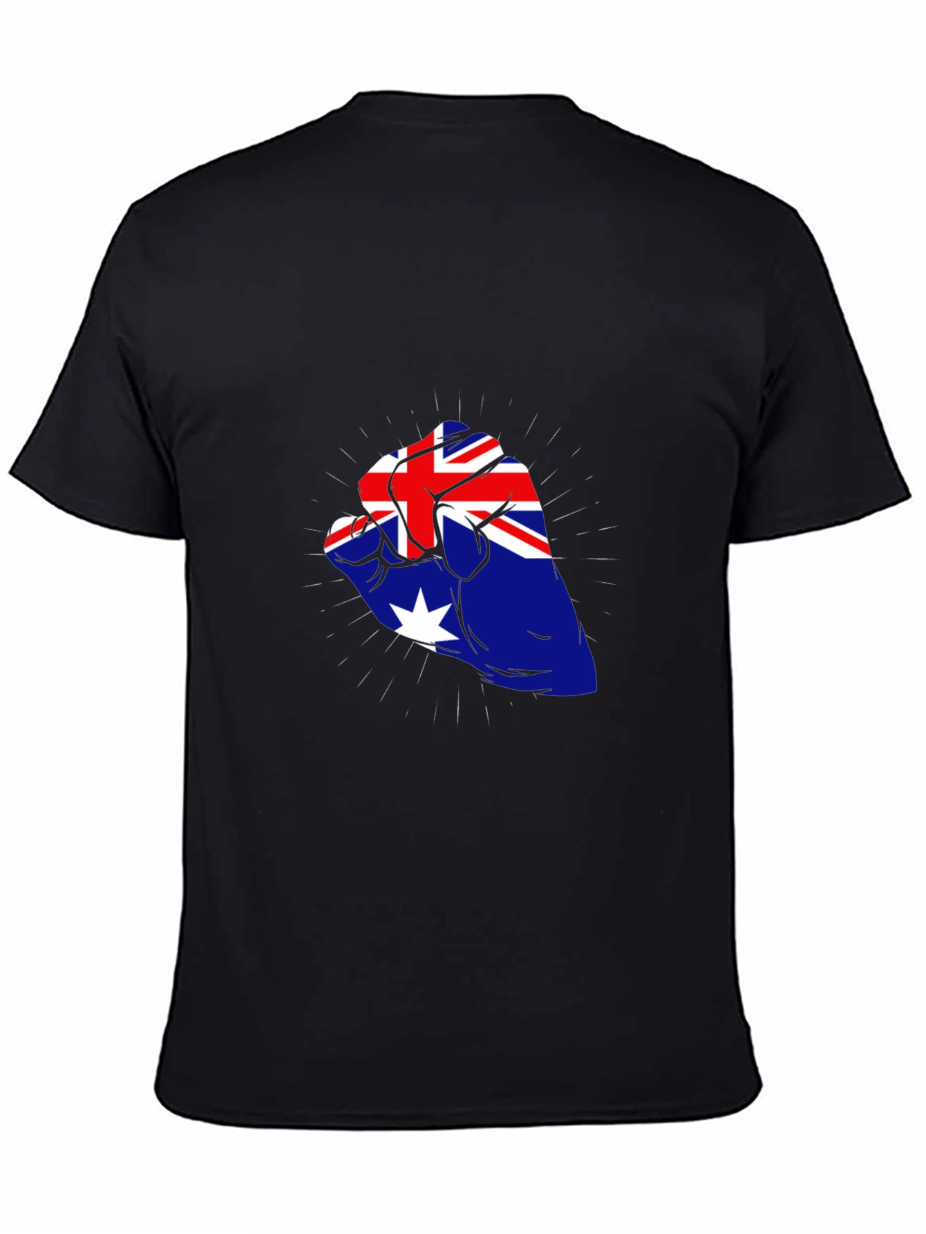 Australia Flag Fist Black T-Shirt