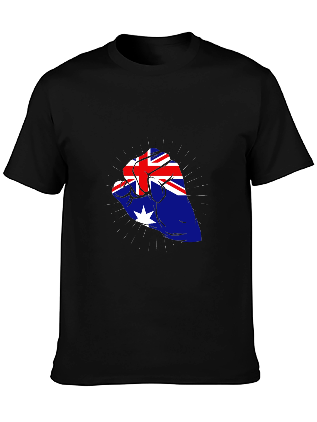 Australia Flag Fist Black T-Shirt