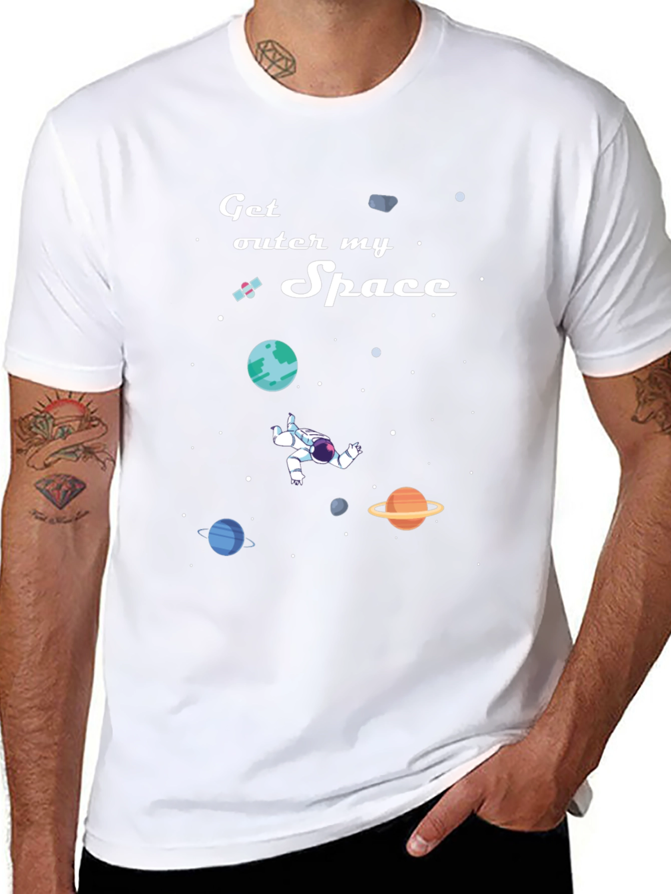 Get Outer My Space T-Shirt: Astronaut & Planets Design