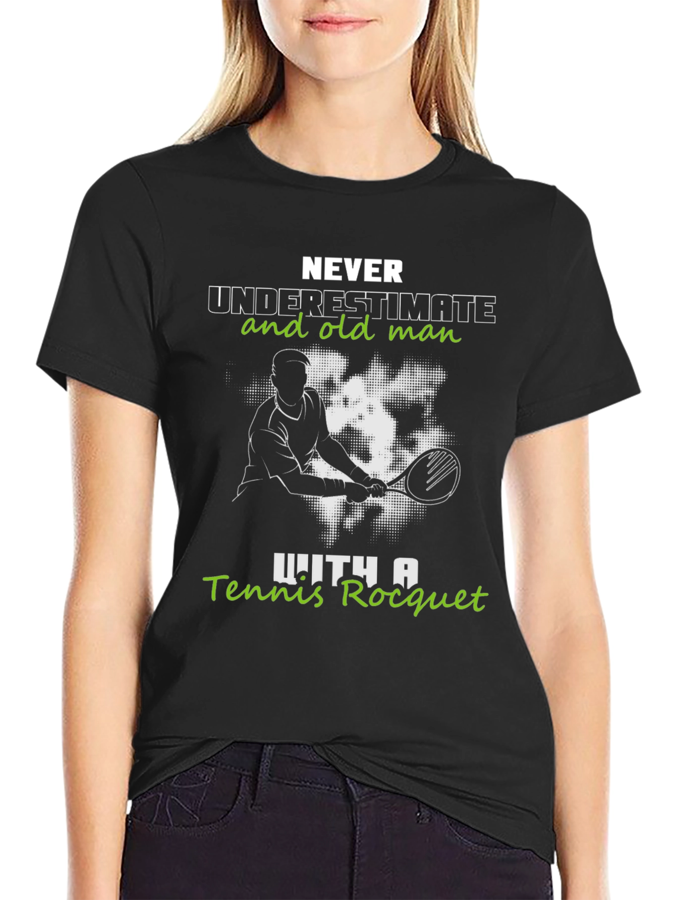 Never Underestimate Old Man with Tennis Racquet T-Shirt