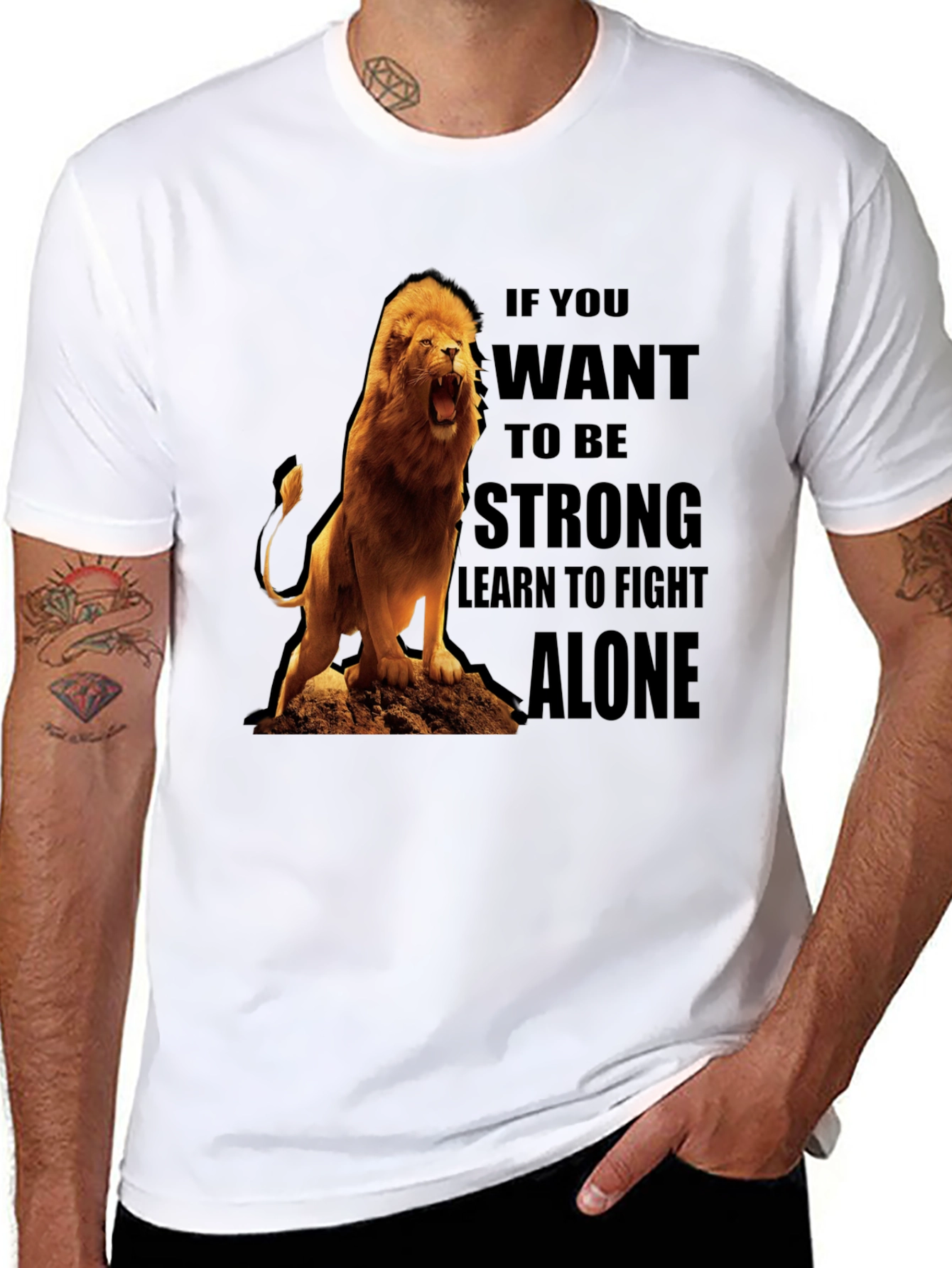 Lion Graphic Tee - Be Strong Fight Alone