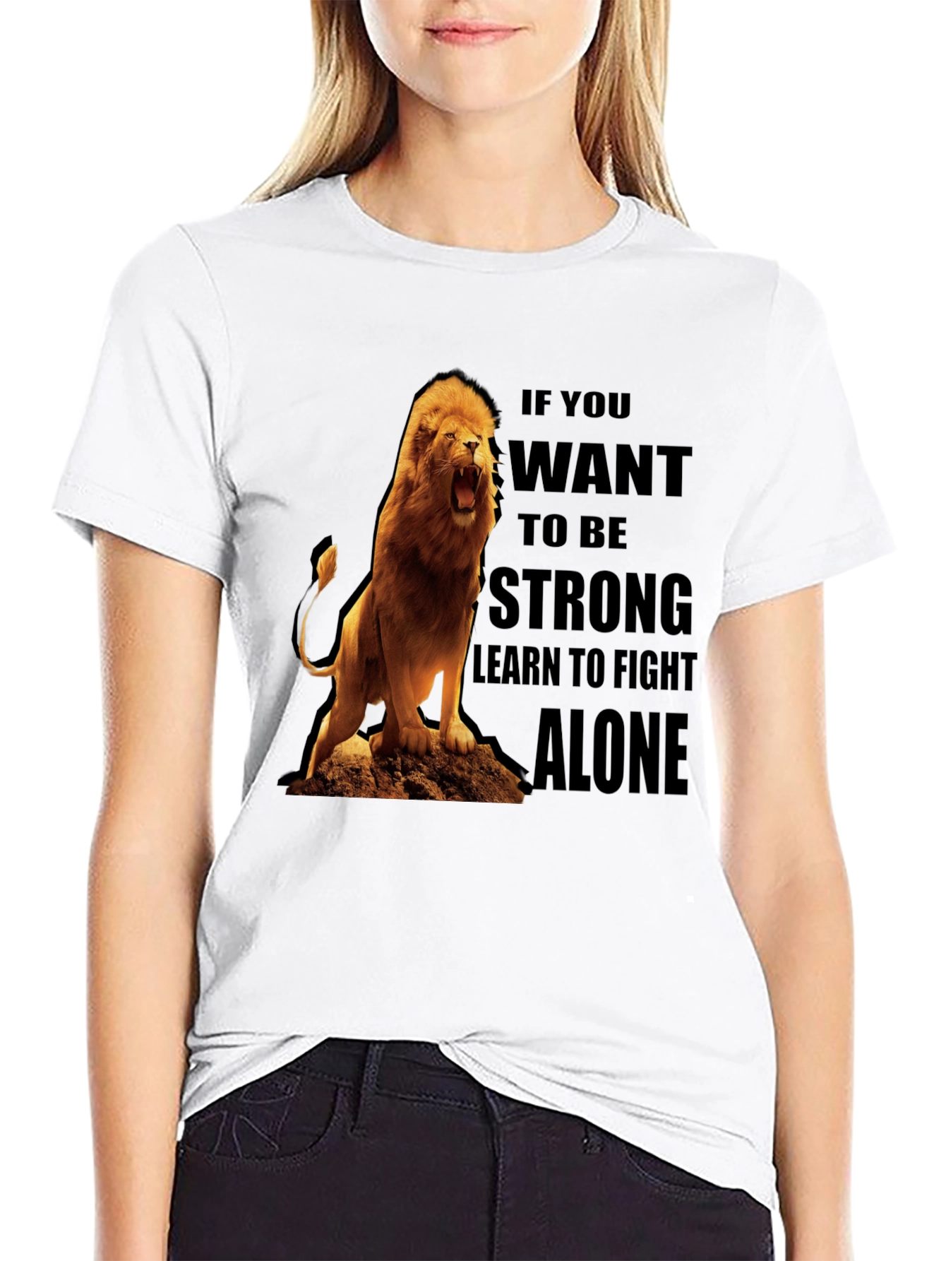 Lion Graphic Tee - Be Strong Fight Alone