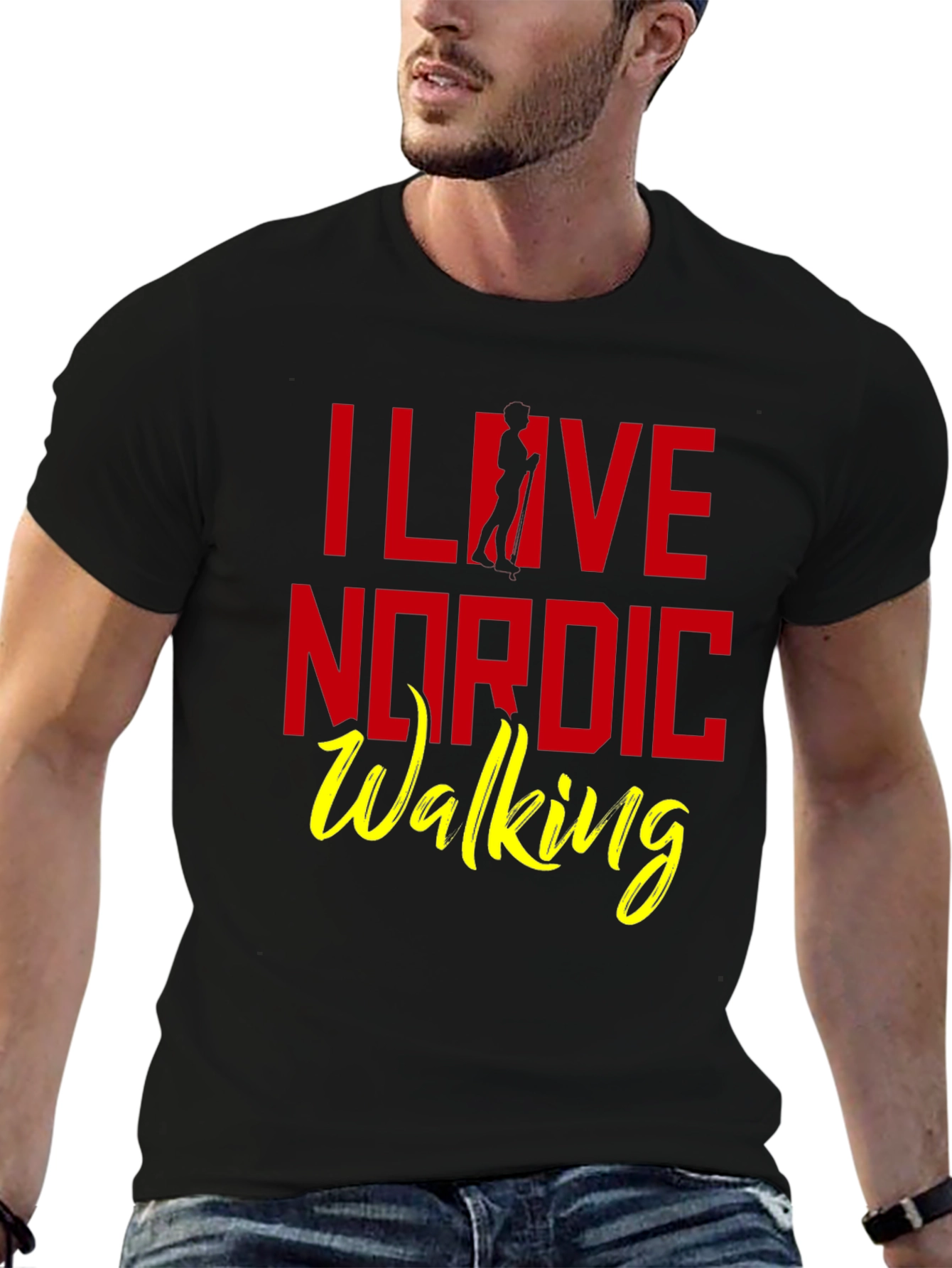 I Love Nordic Walking T-Shirt - Black