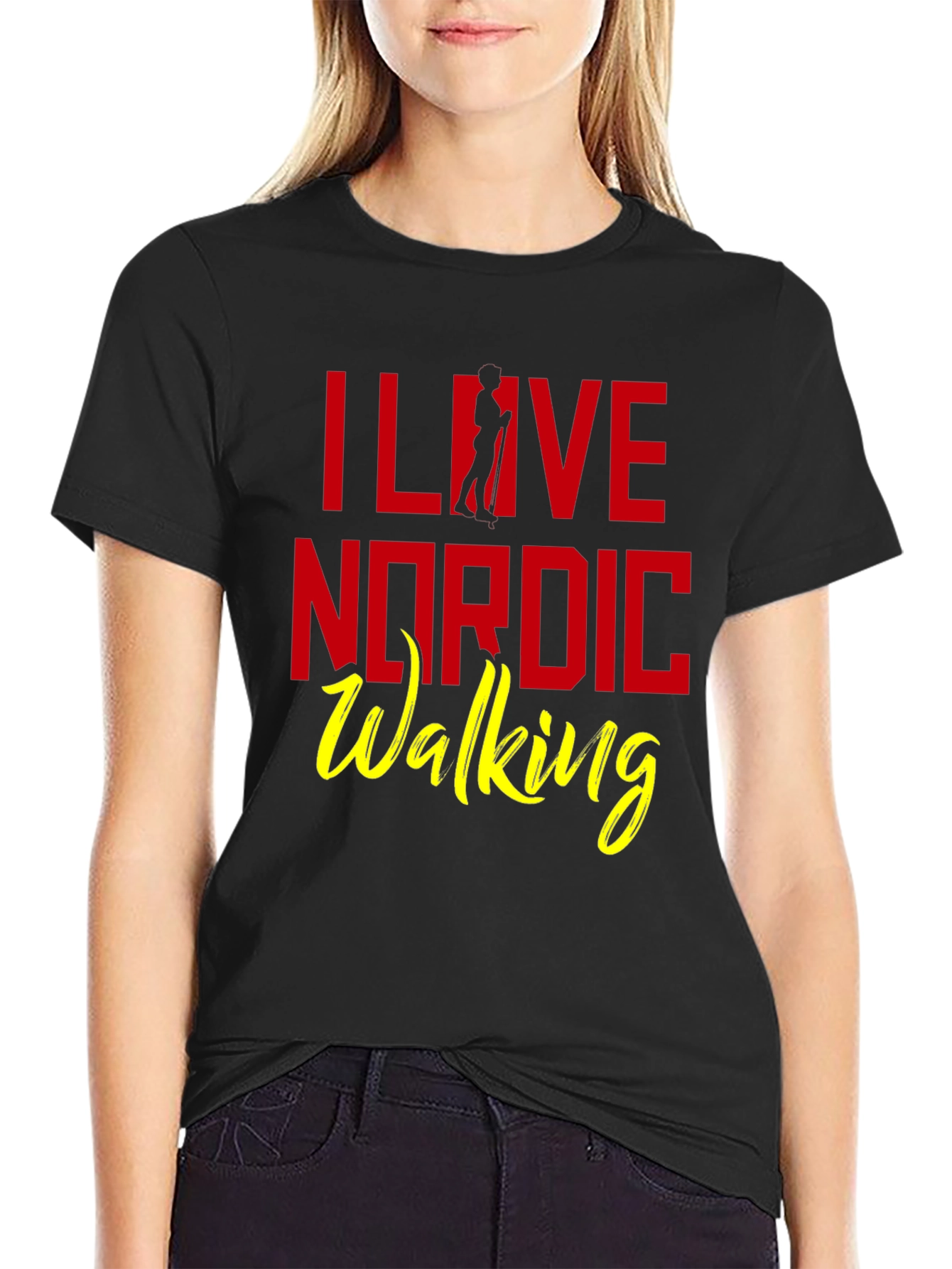 I Love Nordic Walking T-Shirt - Black