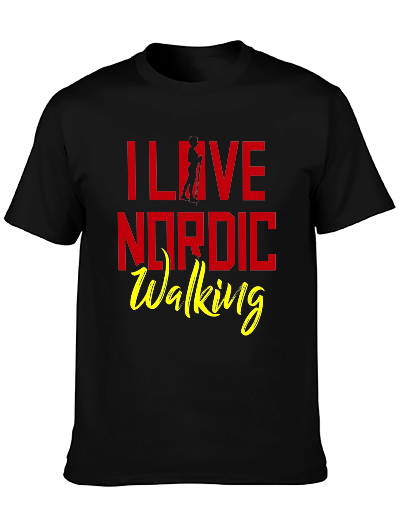 I Love Nordic Walking T-Shirt - Black