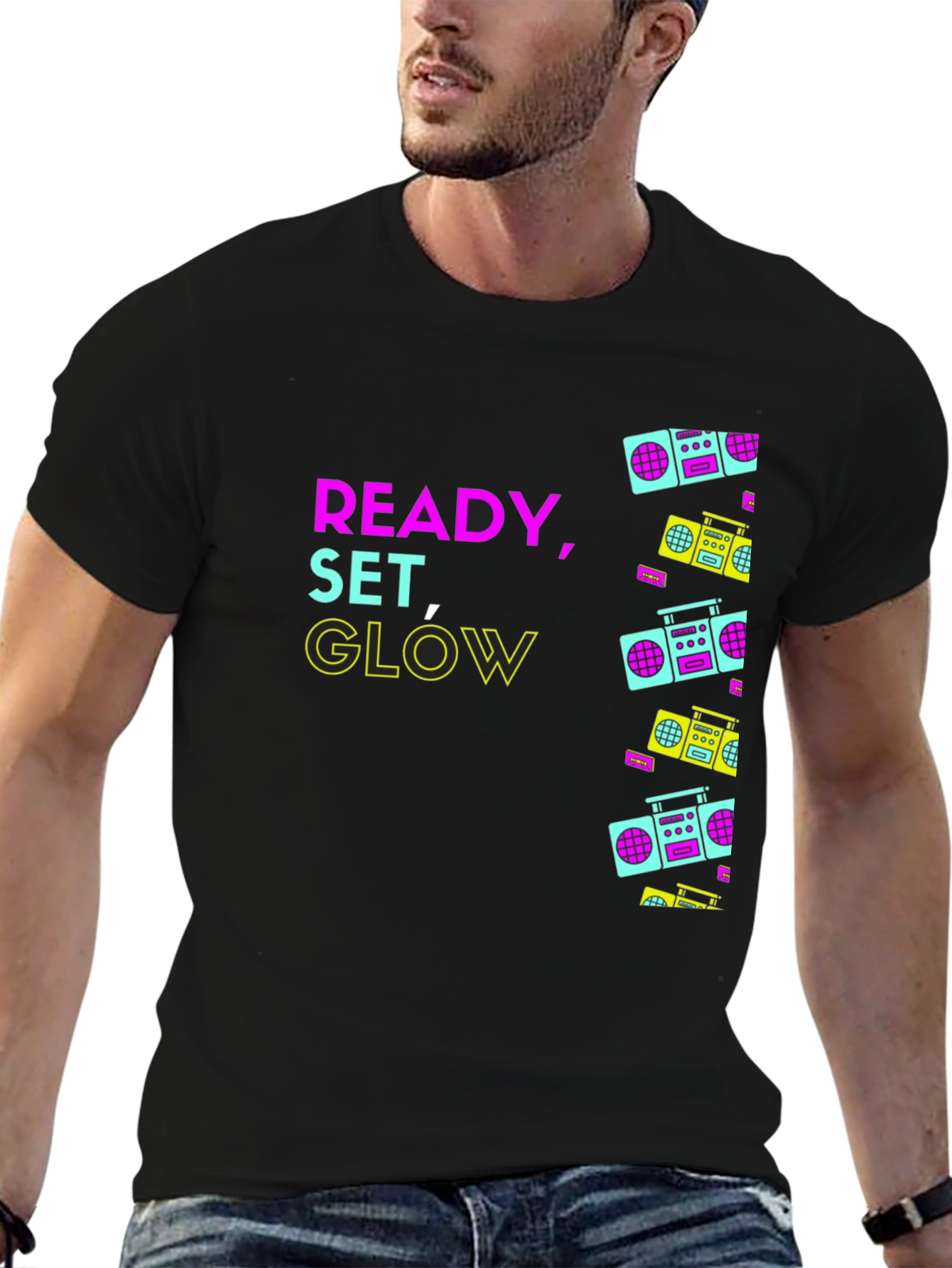 Retro Boombox Graphic T-Shirt - Ready Set Glow