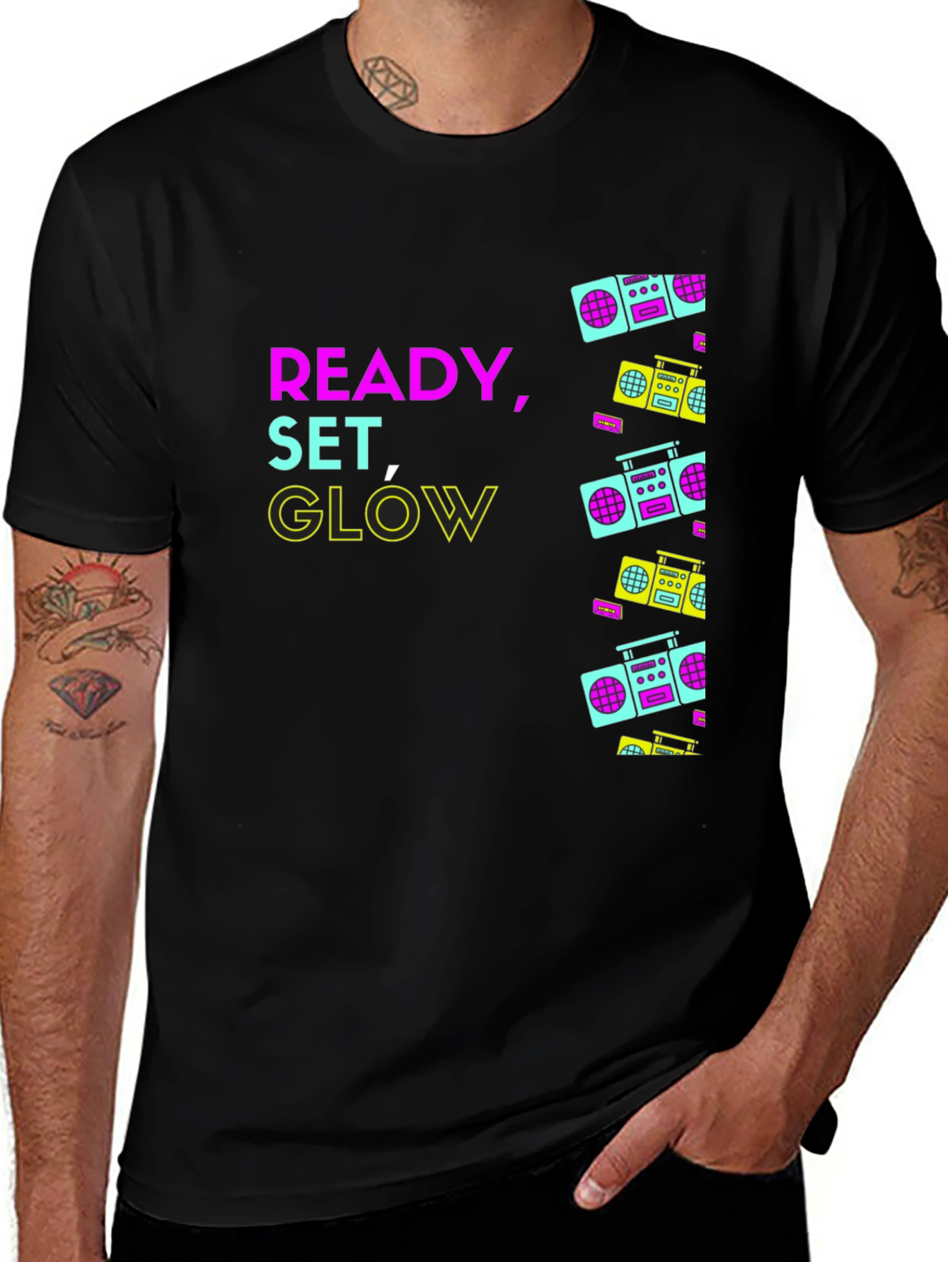 Retro Boombox Graphic T-Shirt - Ready Set Glow