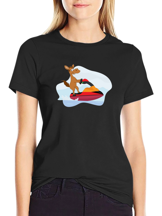 Jet Ski Horse Graphic T-Shirt - Black