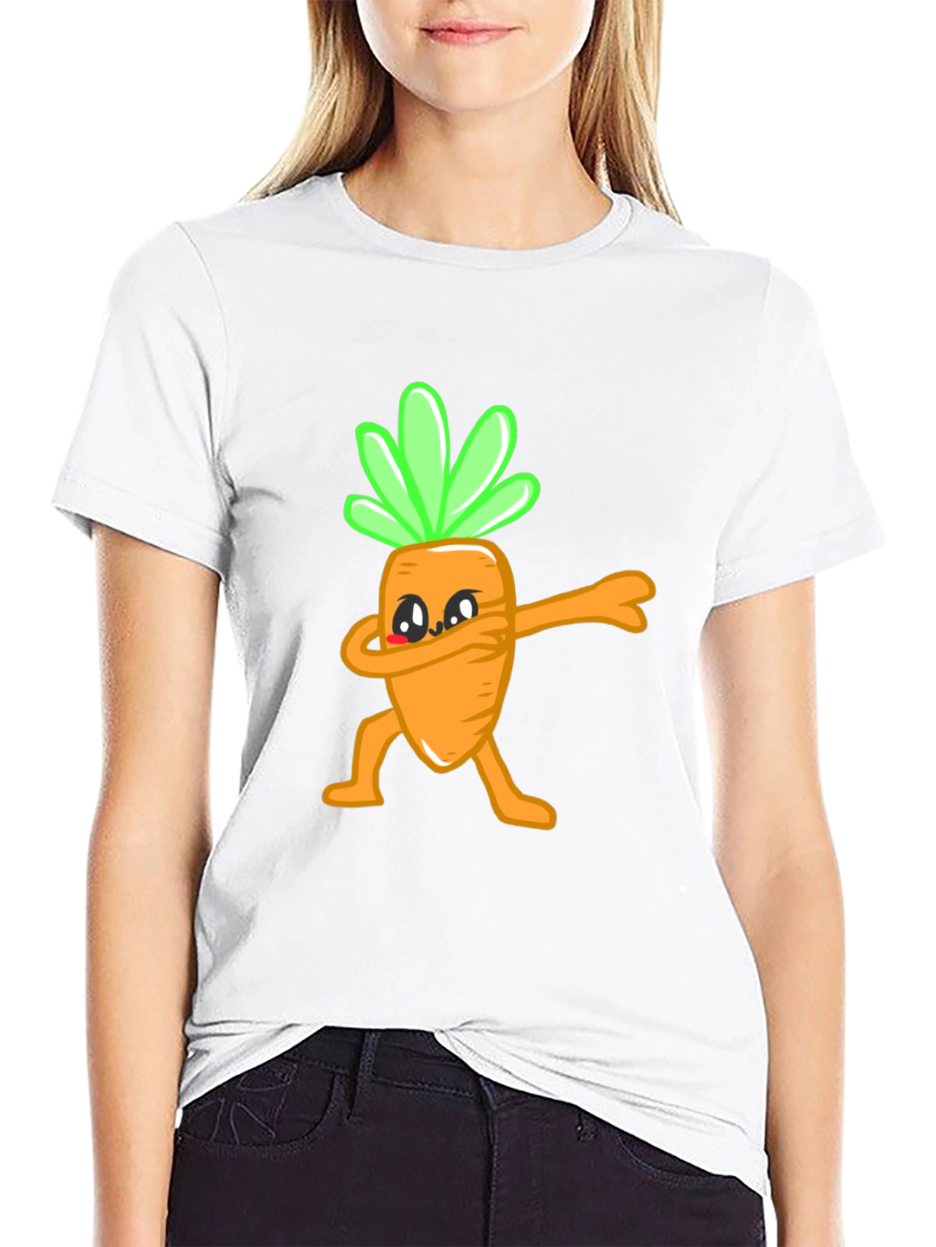 Funny Dabbing Carrot Graphic Tee - Black Cotton T-Shirt