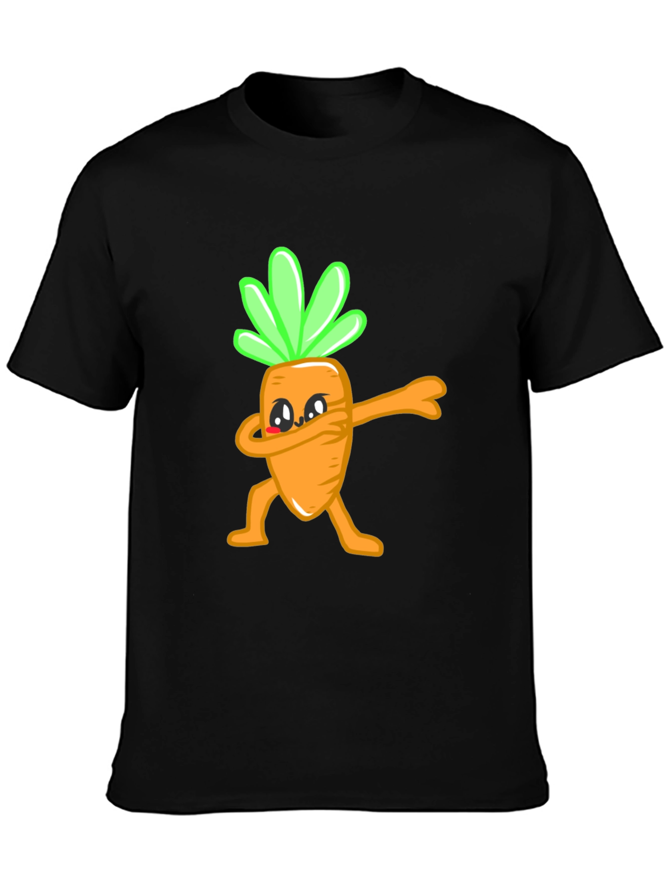Funny Dabbing Carrot Graphic Tee - Black Cotton T-Shirt