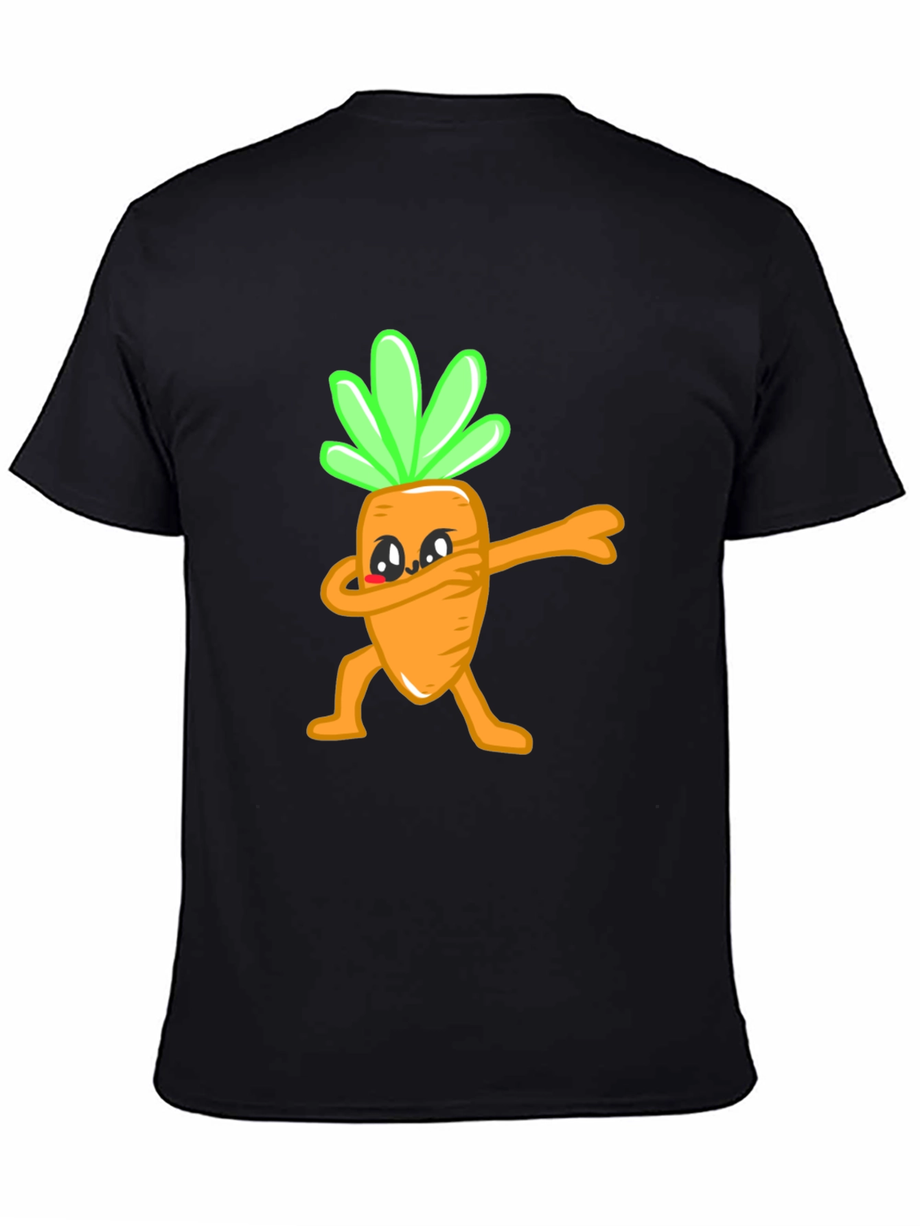 Funny Dabbing Carrot Graphic Tee - Black Cotton T-Shirt