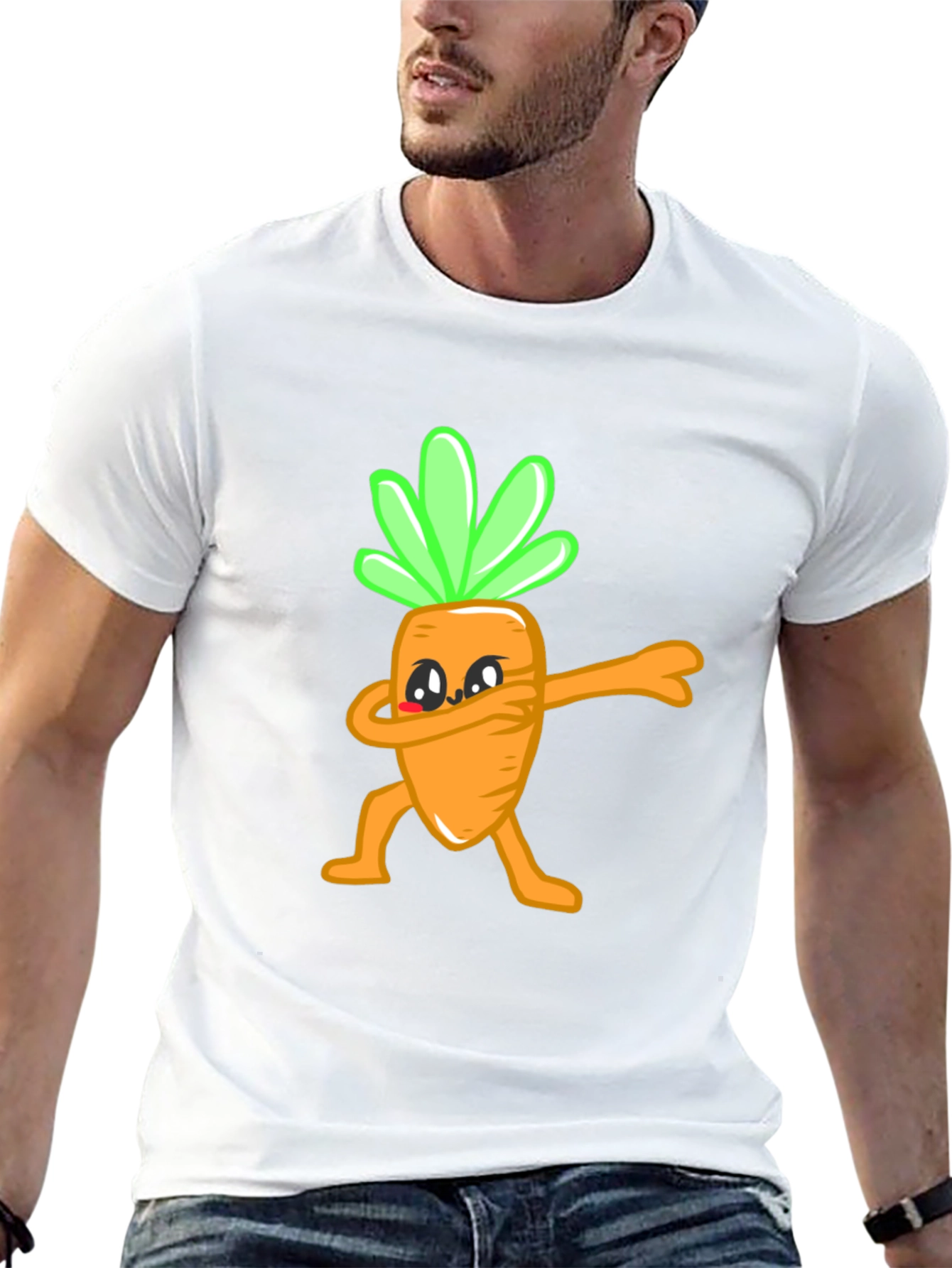 Funny Dabbing Carrot Graphic Tee - Black Cotton T-Shirt