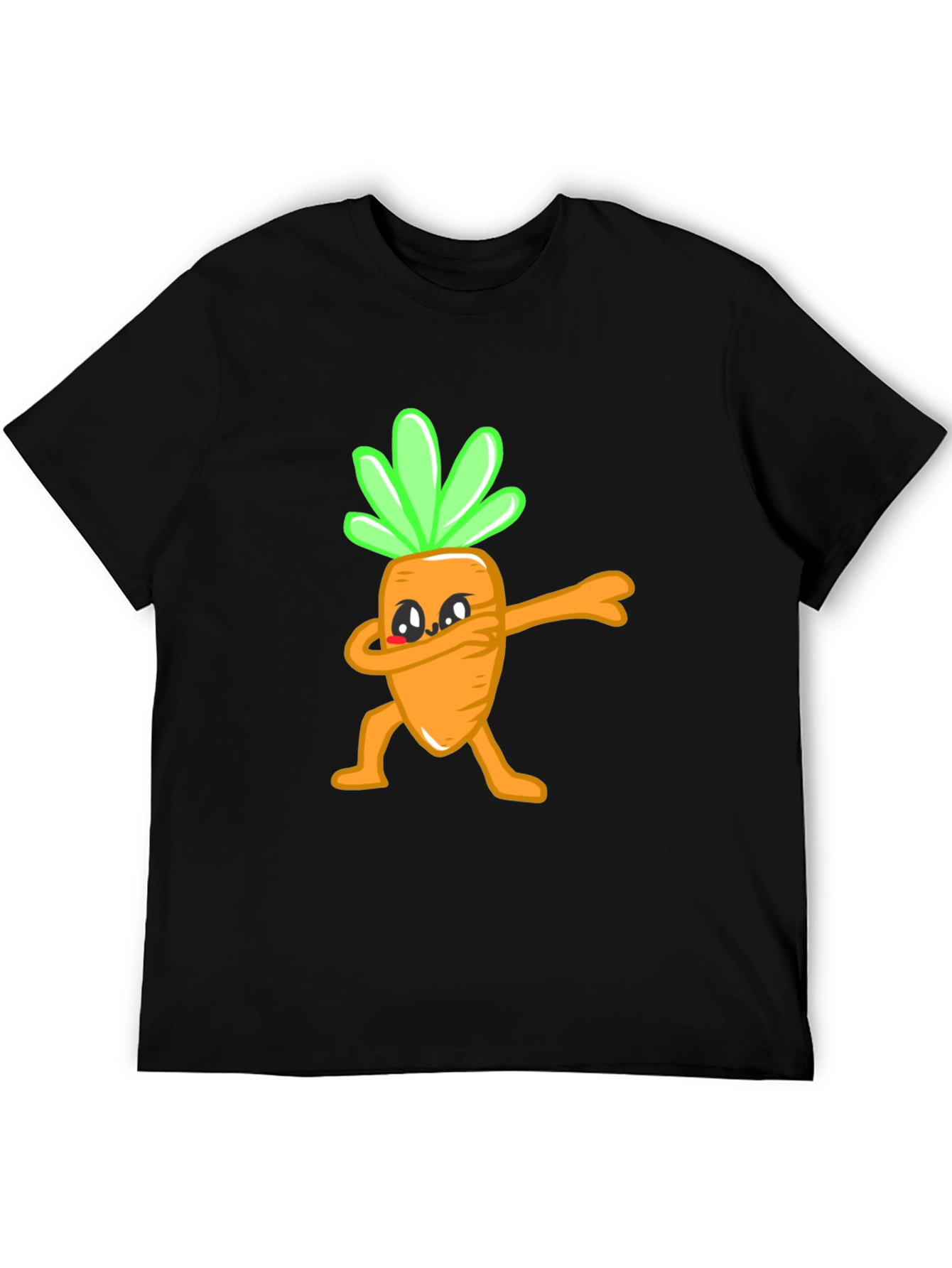 Funny Dabbing Carrot Graphic Tee - Black Cotton T-Shirt