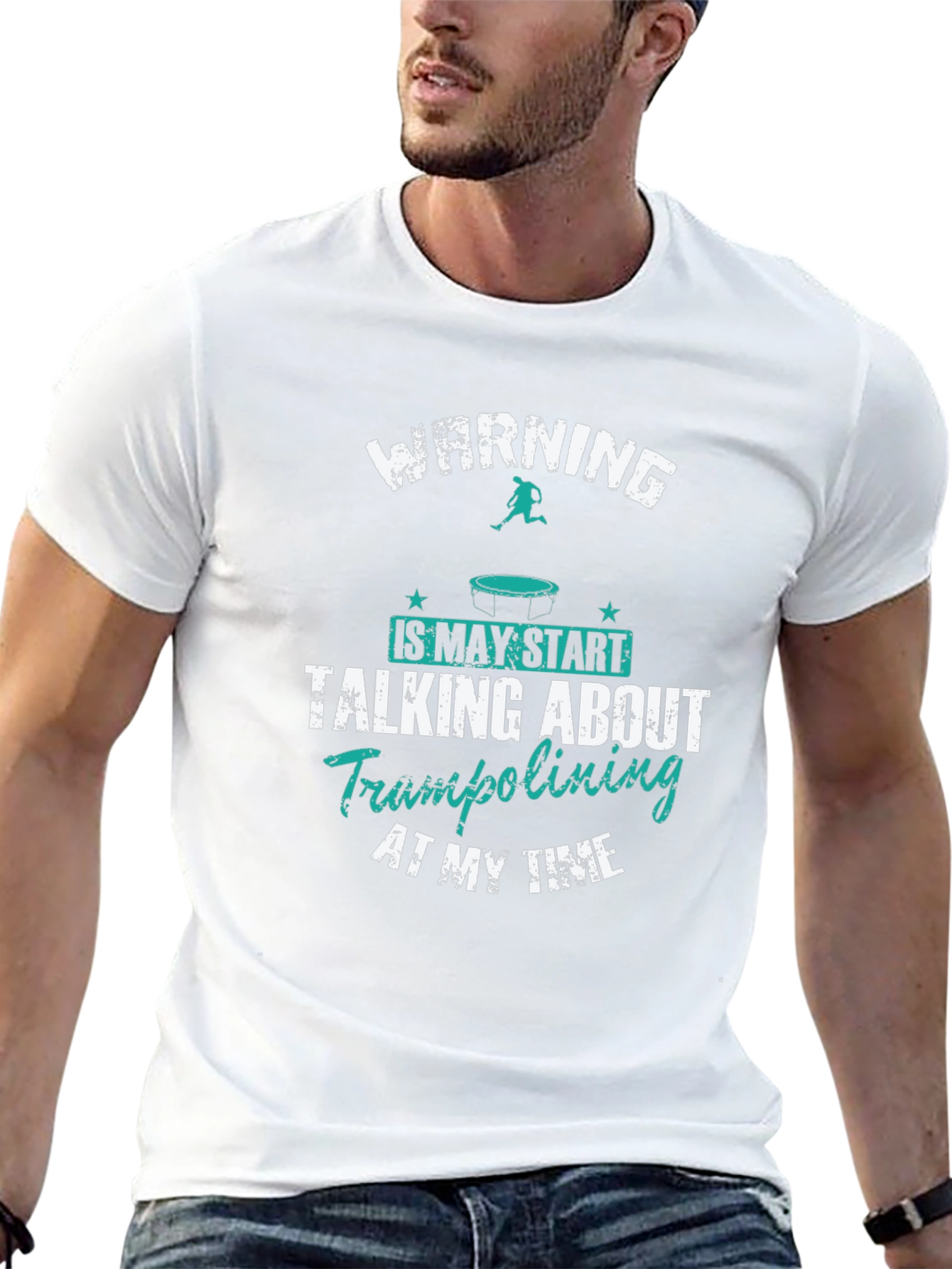 Warning Trampolining Mens Graphic Tee
