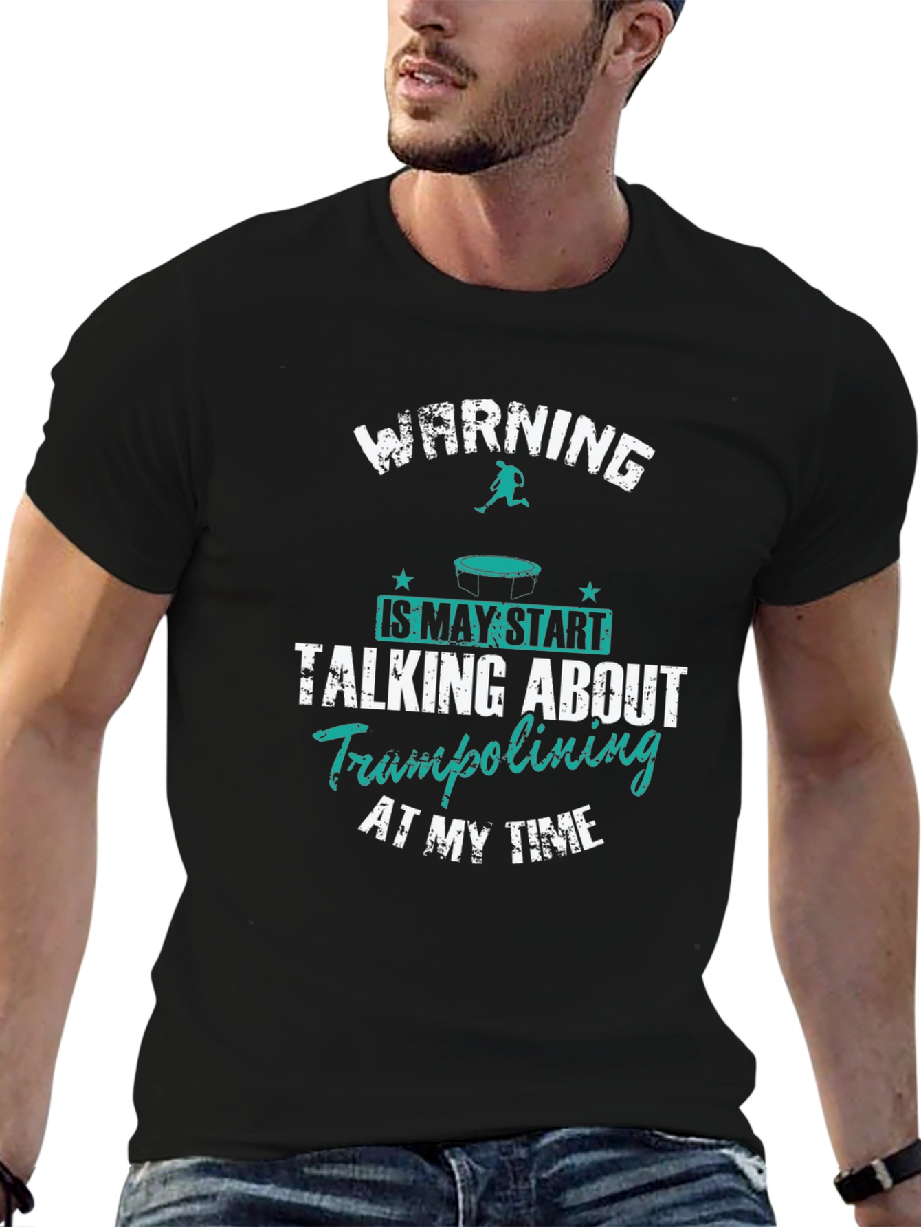 Warning Trampolining Mens Graphic Tee
