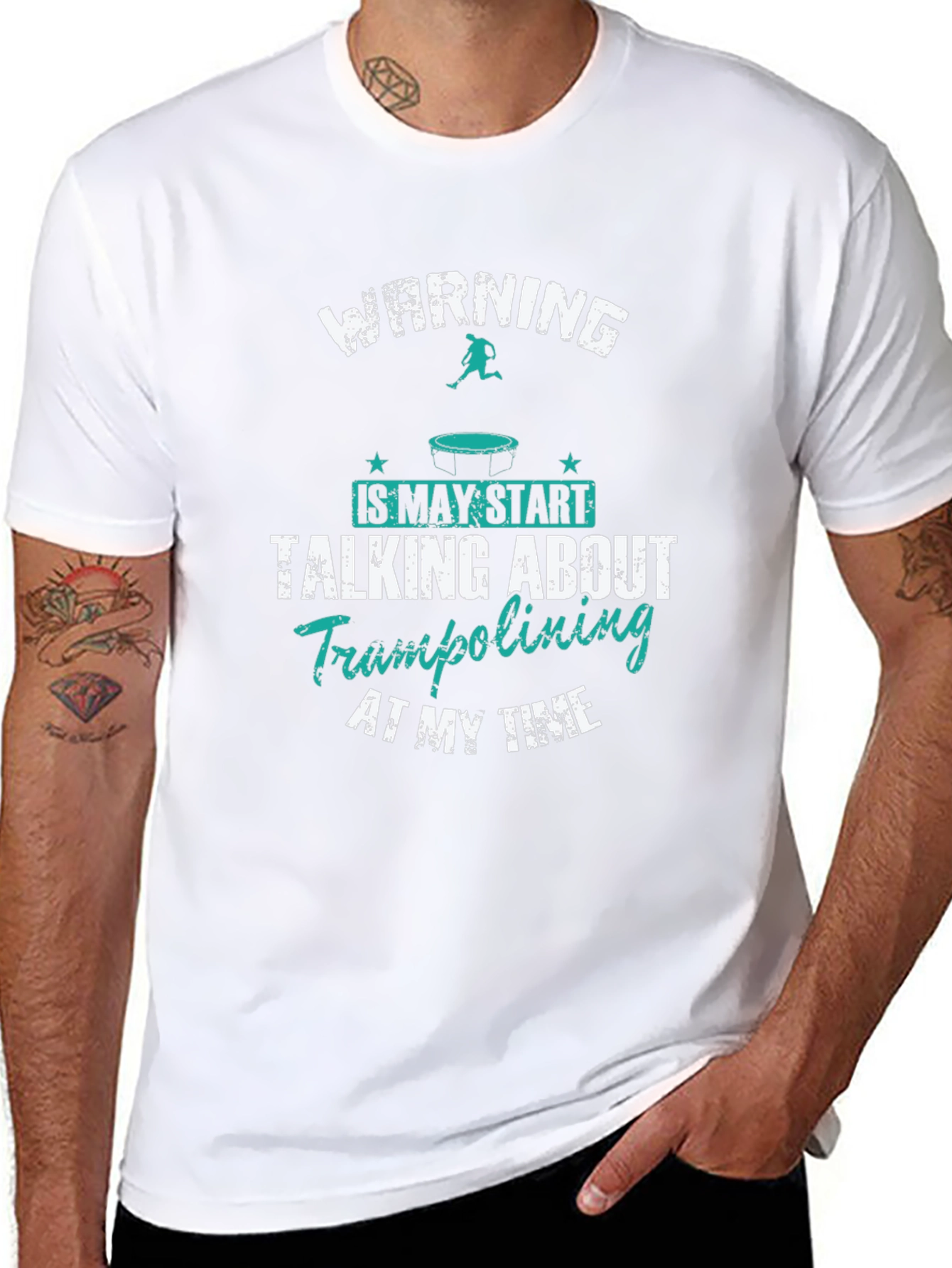 Warning Trampolining Mens Graphic Tee