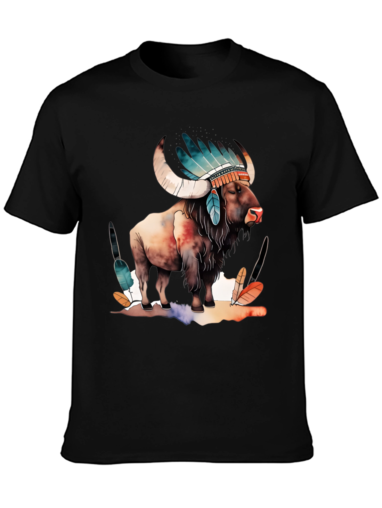 Buffalo Headdress Mens Graphic T-Shirt