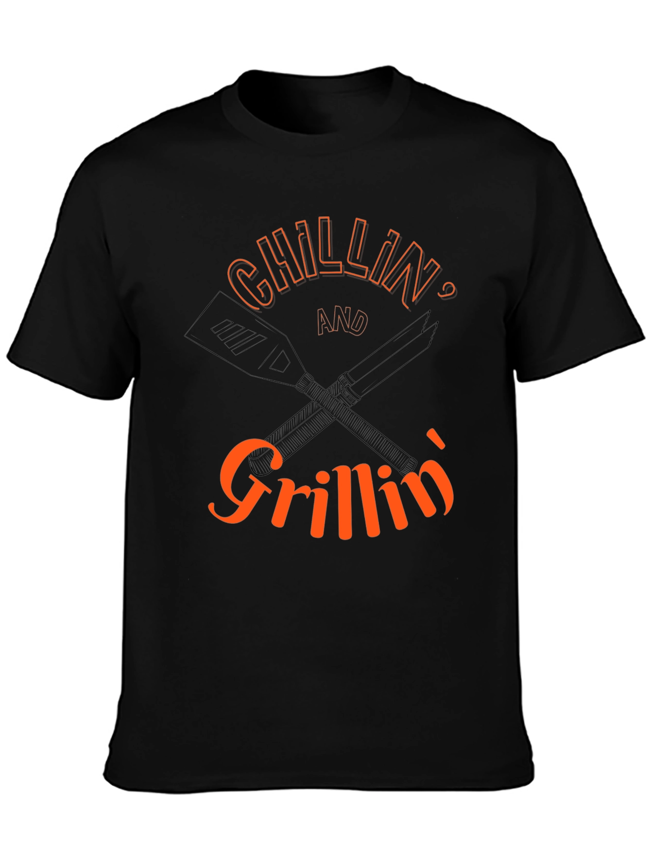 Chillin and Grillin Black Graphic Tee