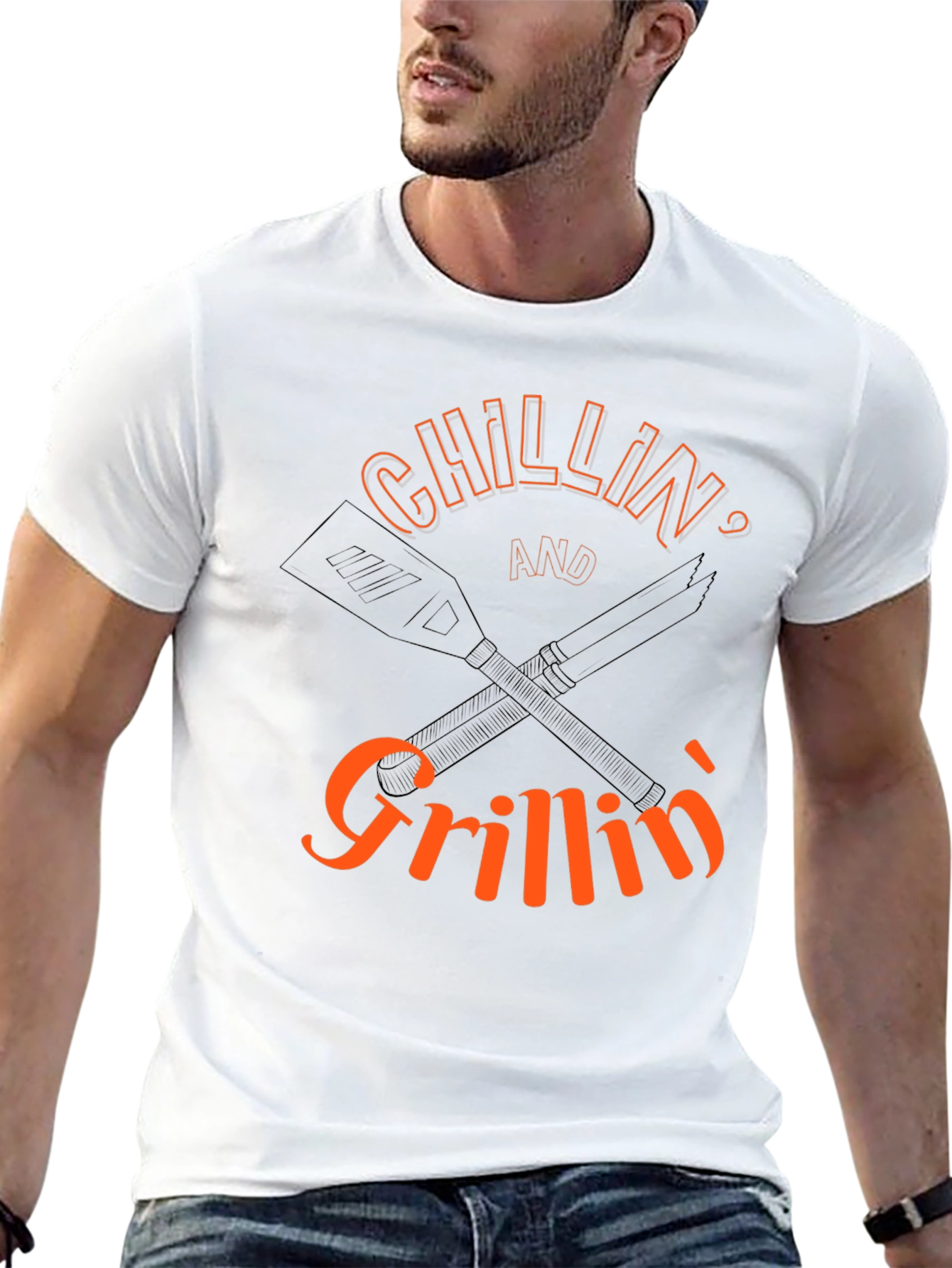 Chillin and Grillin Black Graphic Tee