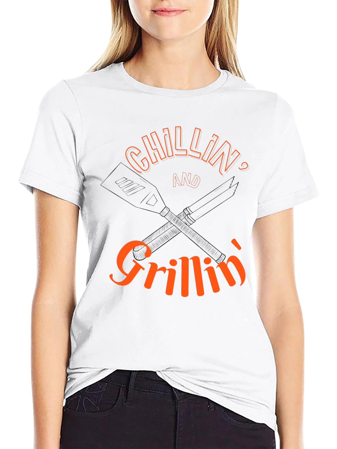 Chillin and Grillin Black Graphic Tee