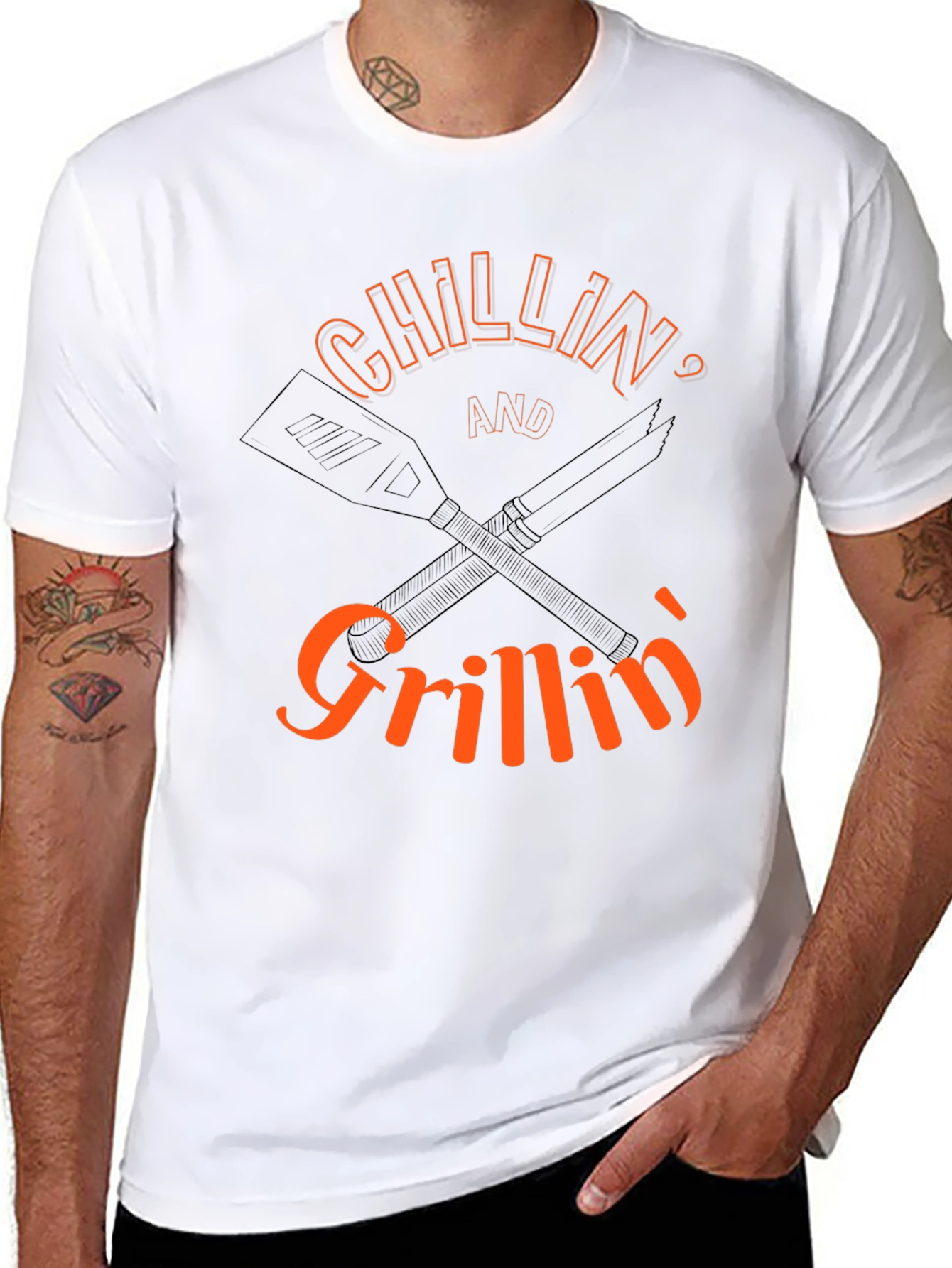 Chillin and Grillin Black Graphic Tee