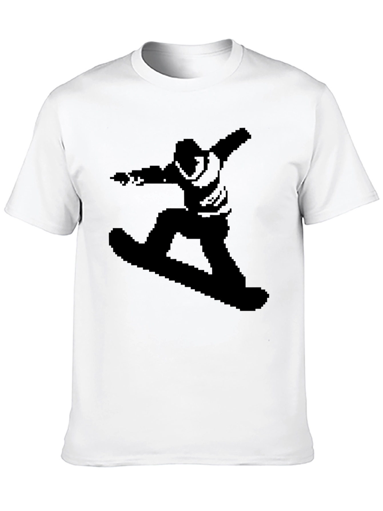 Retro 8-Bit Snowboarder Graphic Tee - Black