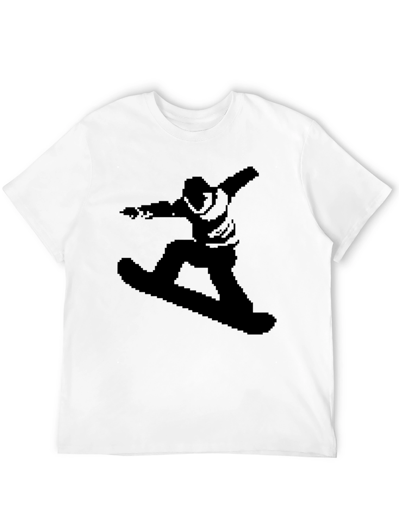 Retro 8-Bit Snowboarder Graphic Tee - Black