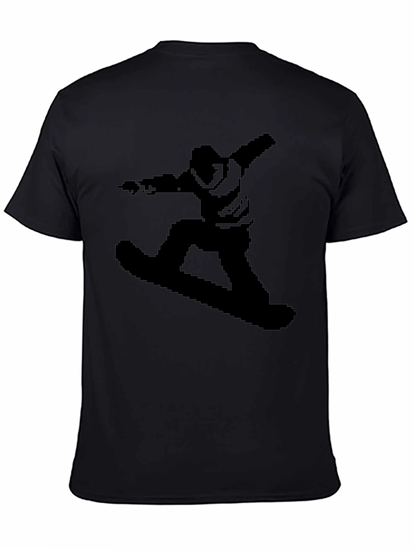 Retro 8-Bit Snowboarder Graphic Tee - Black