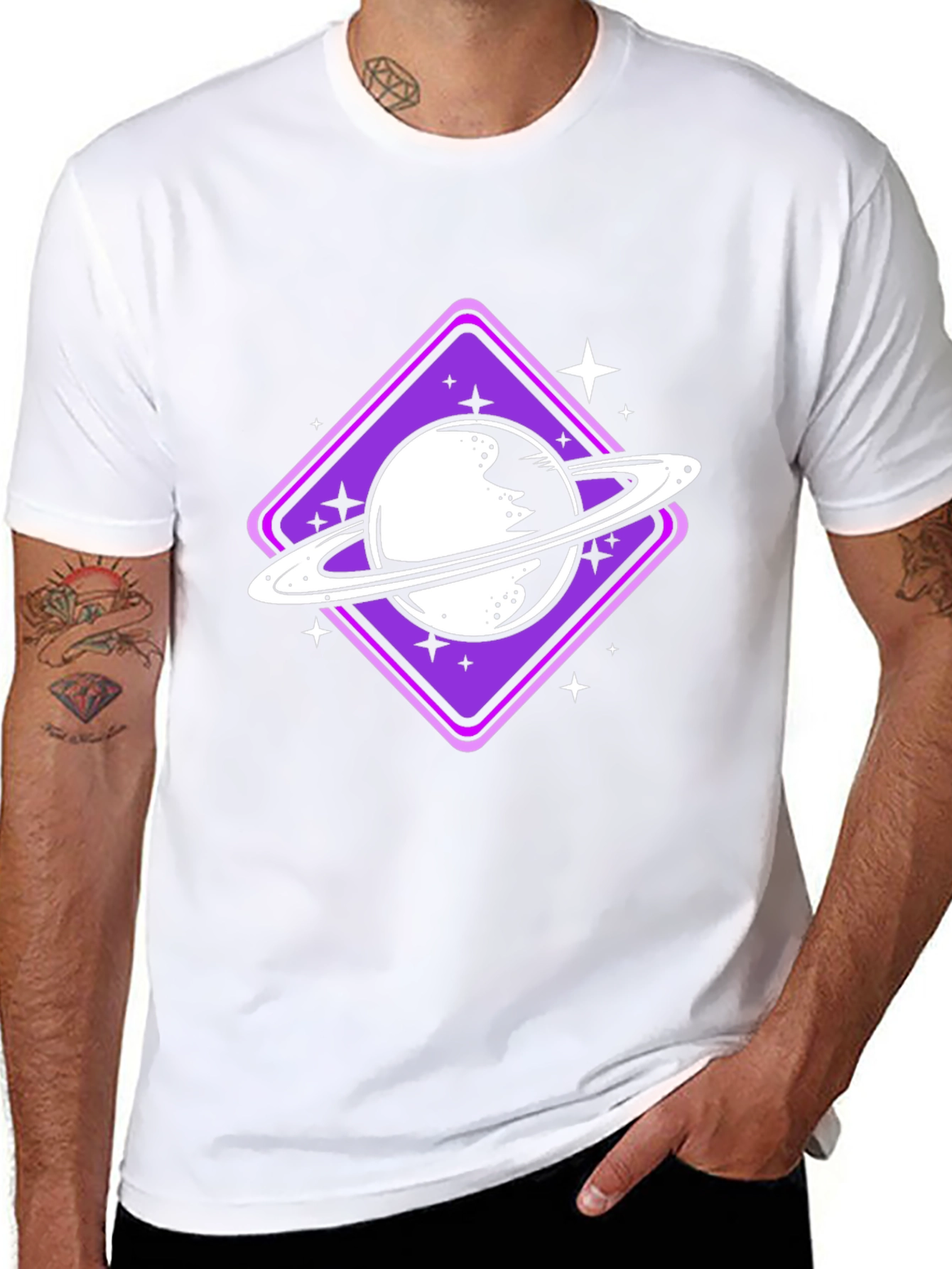 Saturn Graphic Tee - Black Cotton Blend