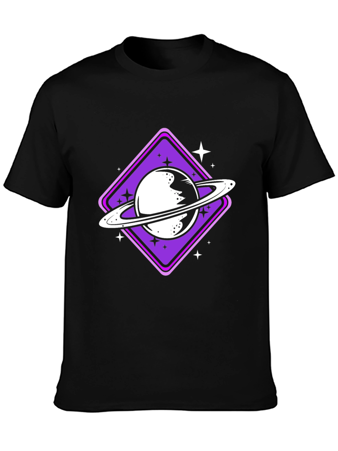 Saturn Graphic Tee - Black Cotton Blend