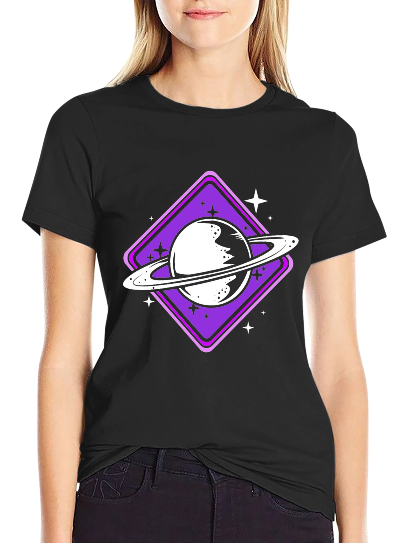 Saturn Graphic Tee - Black Cotton Blend